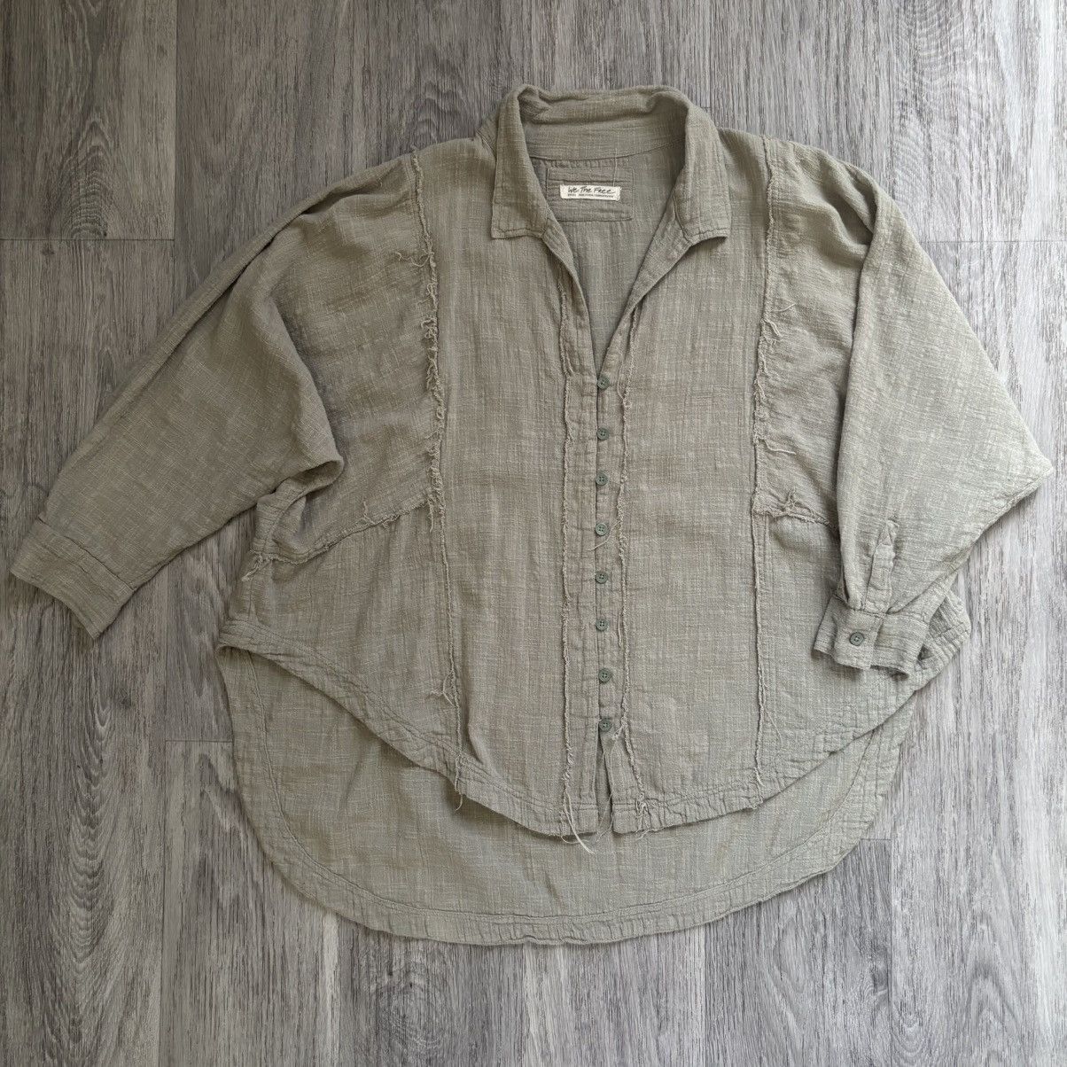 Free People We the Free Button Down Oversized Tunic Olive Green Small Size S / US 4 / IT 40 - 1 Thumbnail