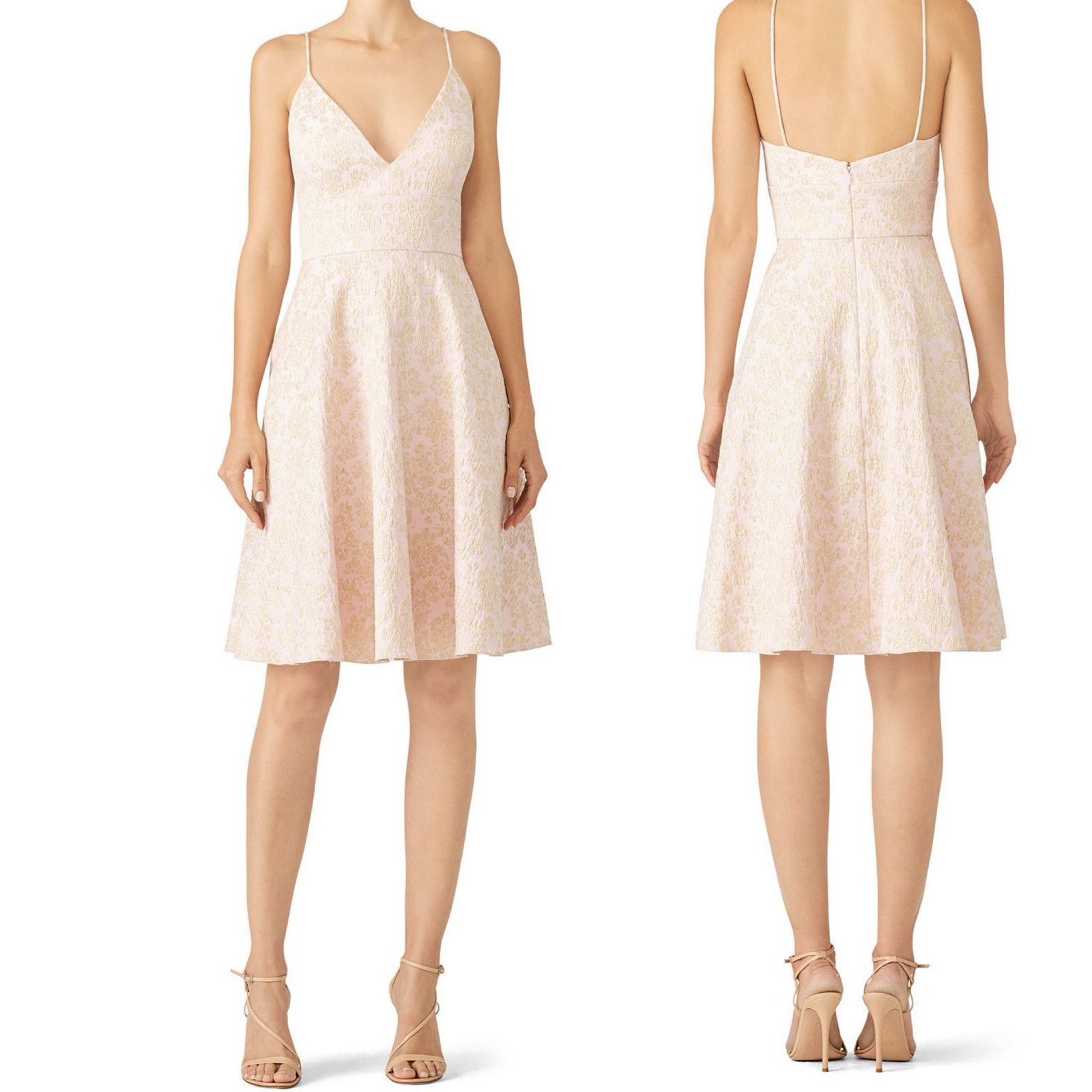 Badgley Mischka Pink Golden Hue Jaquard Mini Dress sz 16