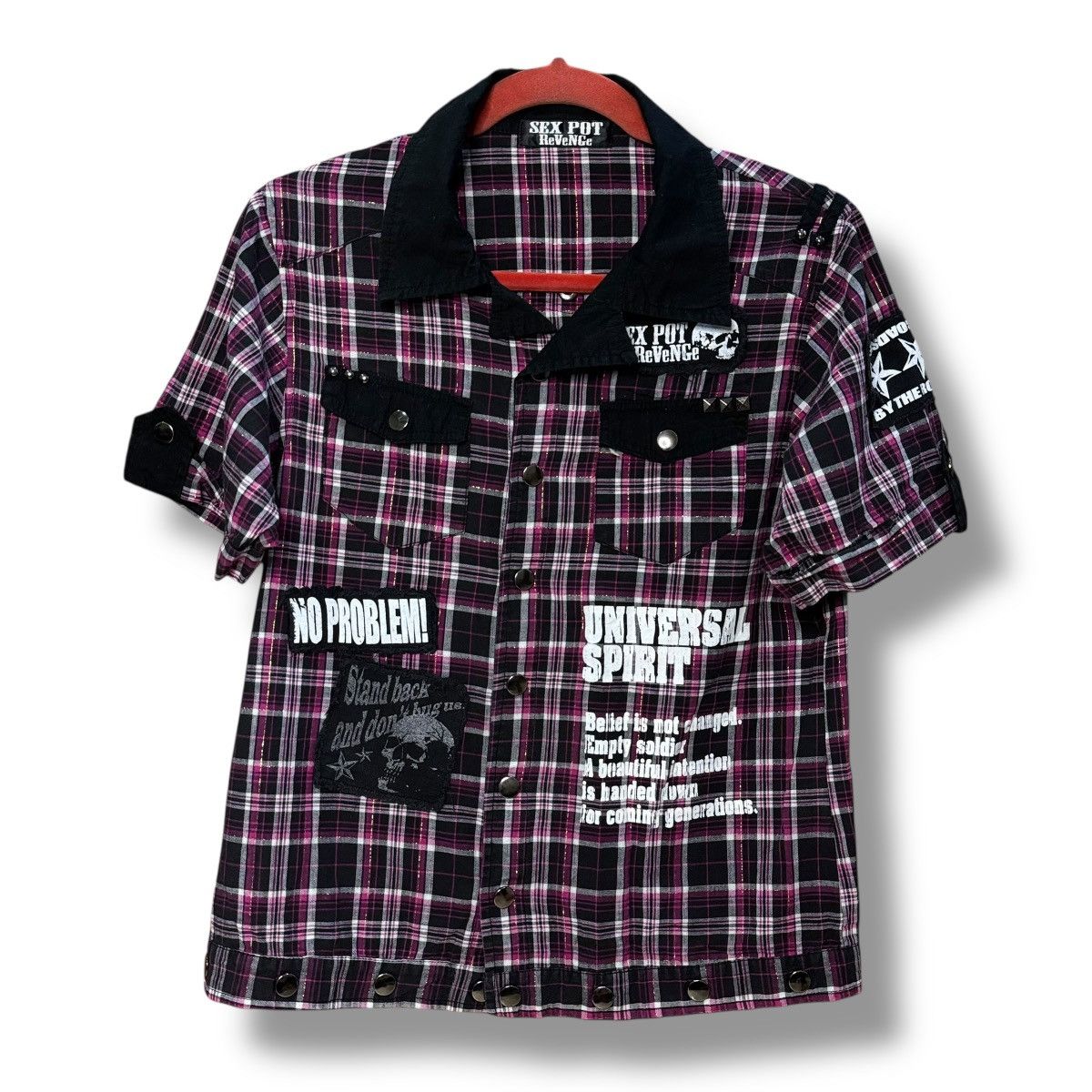 Sex Pot ReVeNGe Sex Pot Revenge Skull Patches Studded Punk Flannel Shirt Size US S / EU 44-46 / 1 - 2 Thumbnail