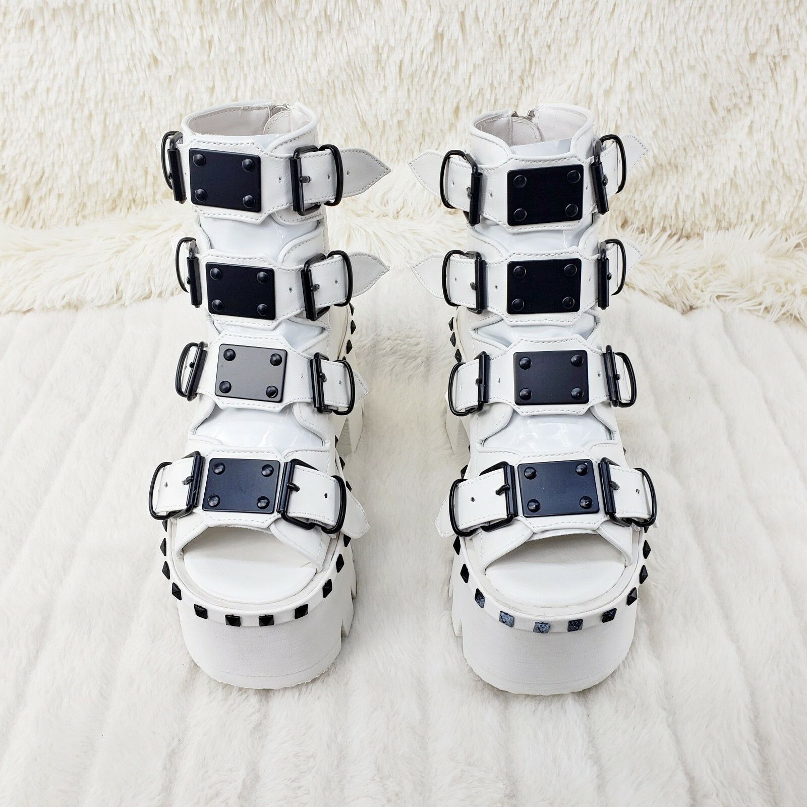 Demonia Cult DEMONIA Ashes 70 White 3.5" Platform Heel Goth Punk Sandal B Size US 9 / IT 39 - 8 Thumbnail