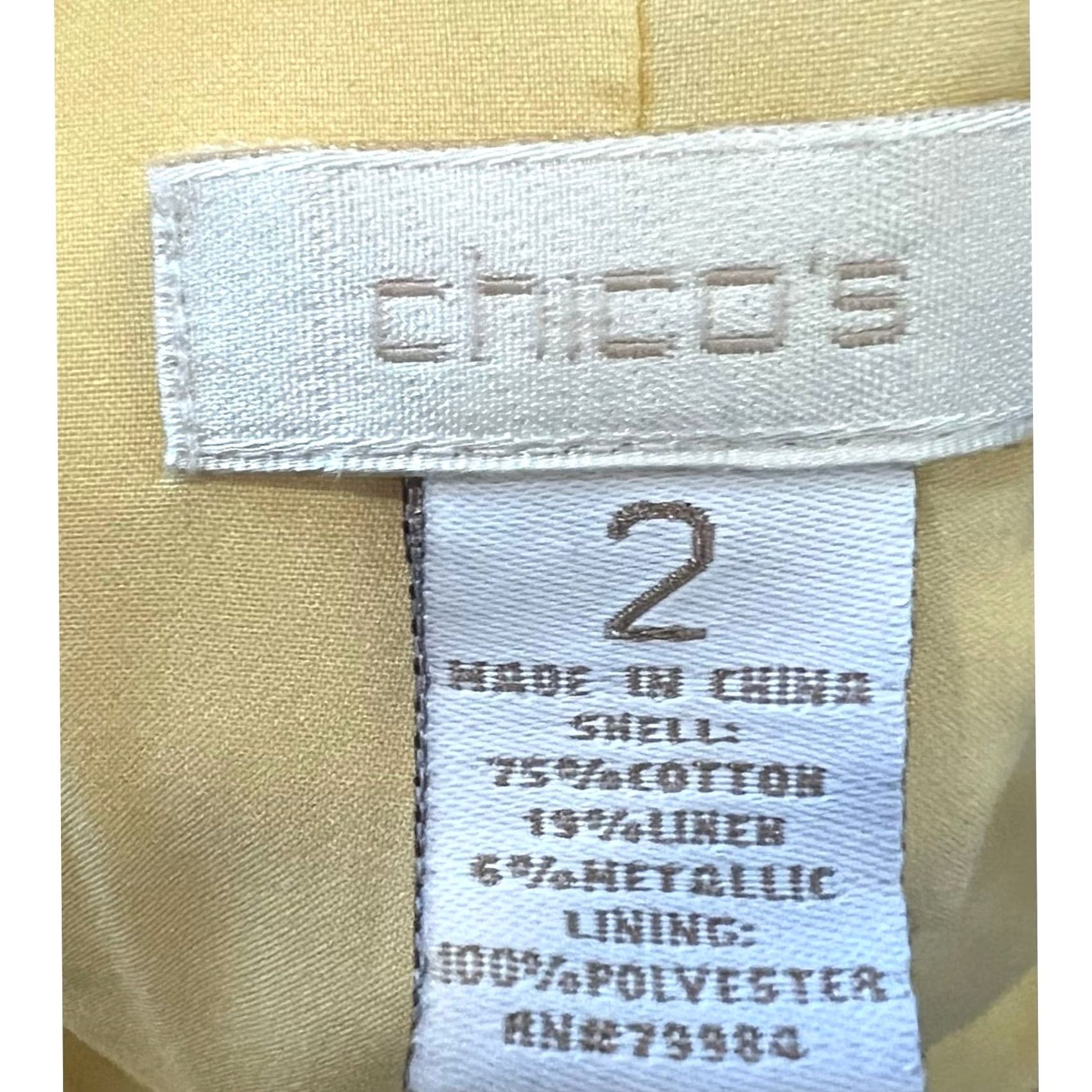 Vintage Chico’s Cotton Linen Jacket Yellow Sz 2 (Large) Oceanic Isle Golden Haze Yellow Jacket Womens L Solid Button Closure Size L / US 10 / IT 46 - 7 Thumbnail