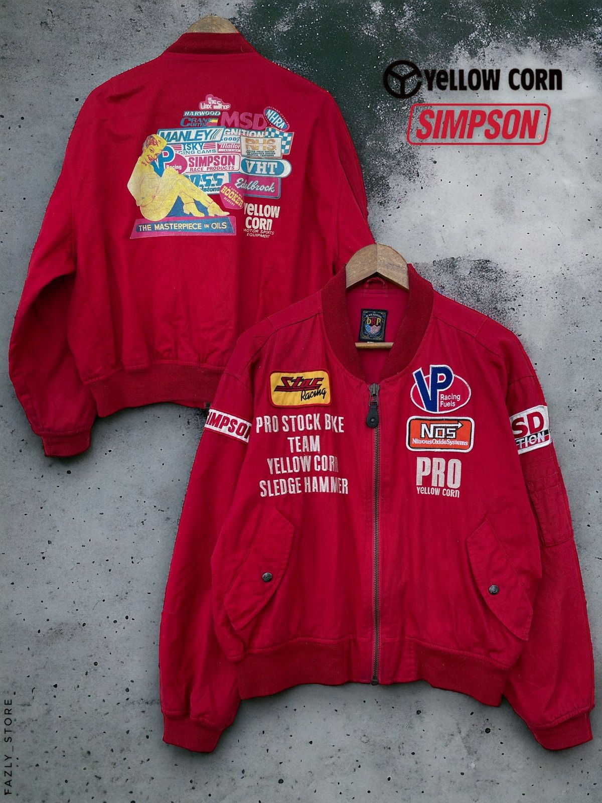 YELLOW CORN 🔥VINTAGE 90'S YELLOW CORN FULL PATCHES RACING BOMBER JACKET Size US L / EU 52-54 / 3 - 2 Thumbnail