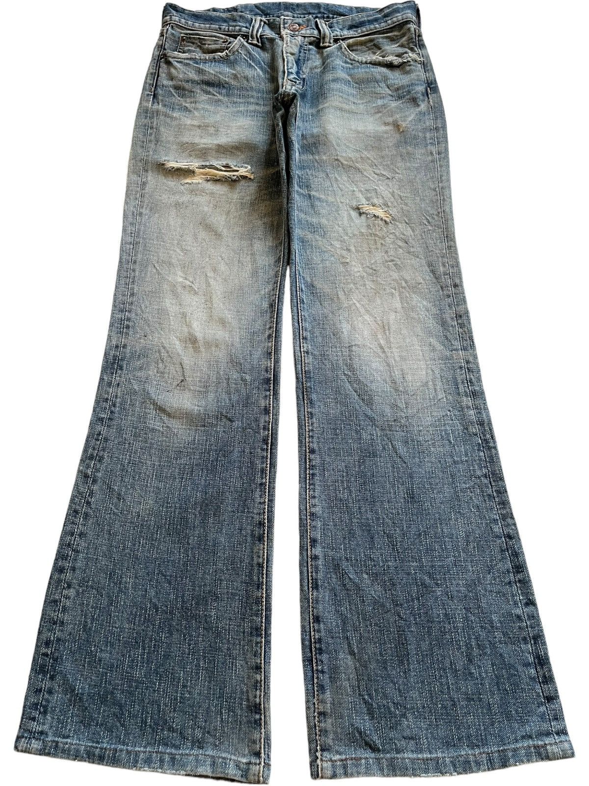 Japanese Brand SALES🔥Vintage Japanese Faded Wash Distress Bootcut Jeans Size US 31 - 1 Thumbnail