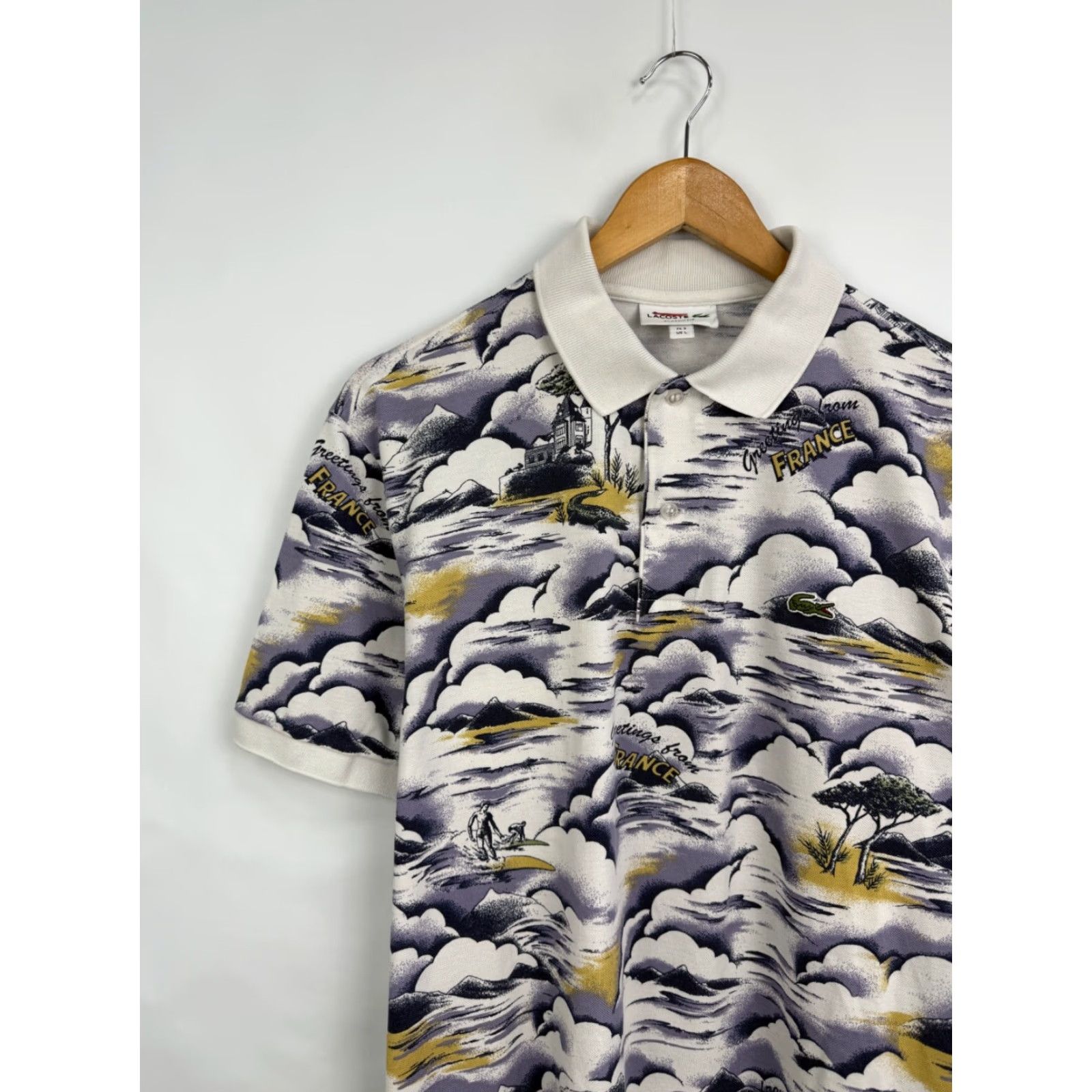 Lacoste Lacoste Greeting From France Polo T-Shirt Classic Fit Multicolor XL M/L Mens Polo Shirt Size US L / EU 52-54 / 3 - 4 Thumbnail