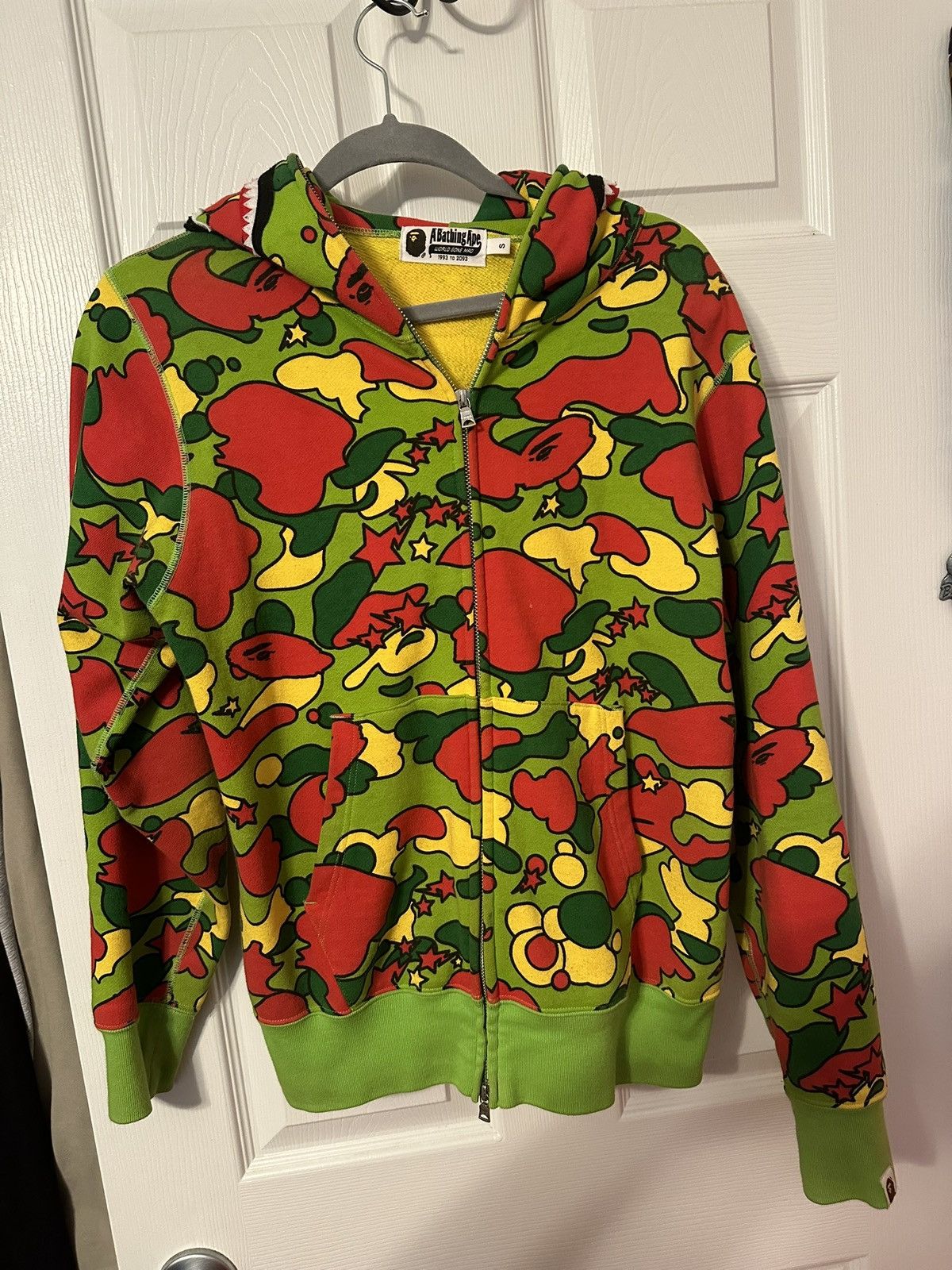 image of Bape Sta Camo Shark Full Zip Hoodie in Green, Men's (Size Small)