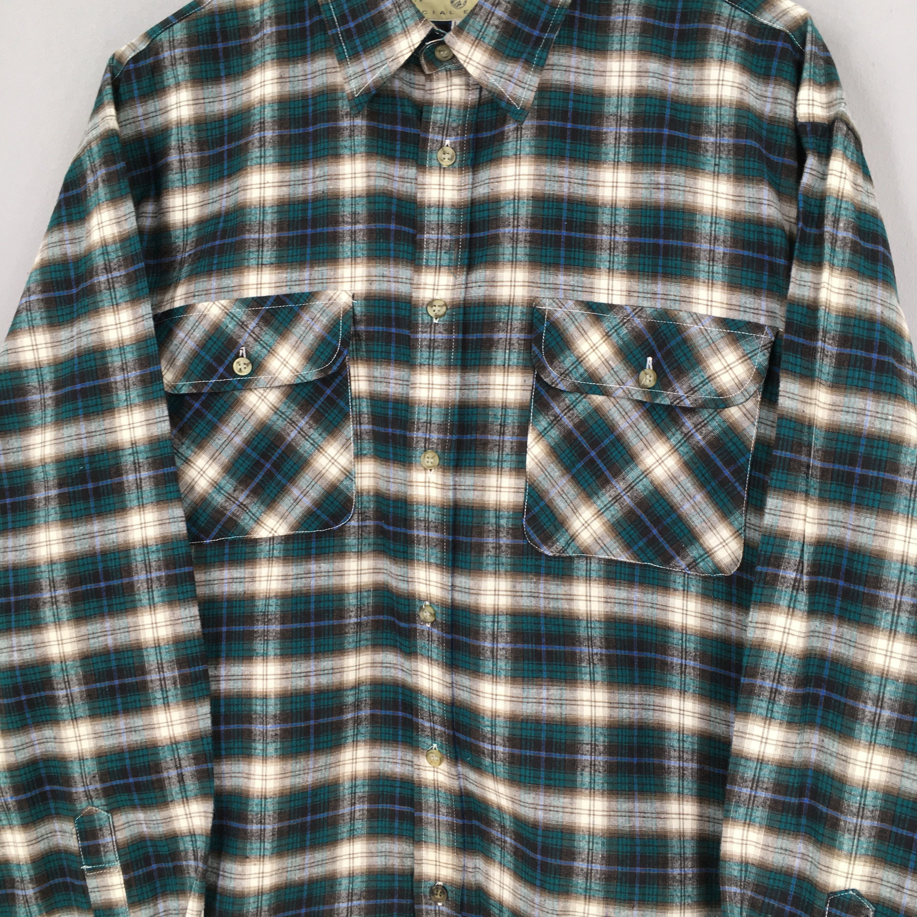 Flannel × Vintage Vintage 1980s Plaid Tartan Checkered Flannel Shirt Large Size US L / EU 52-54 / 3 - 4 Thumbnail