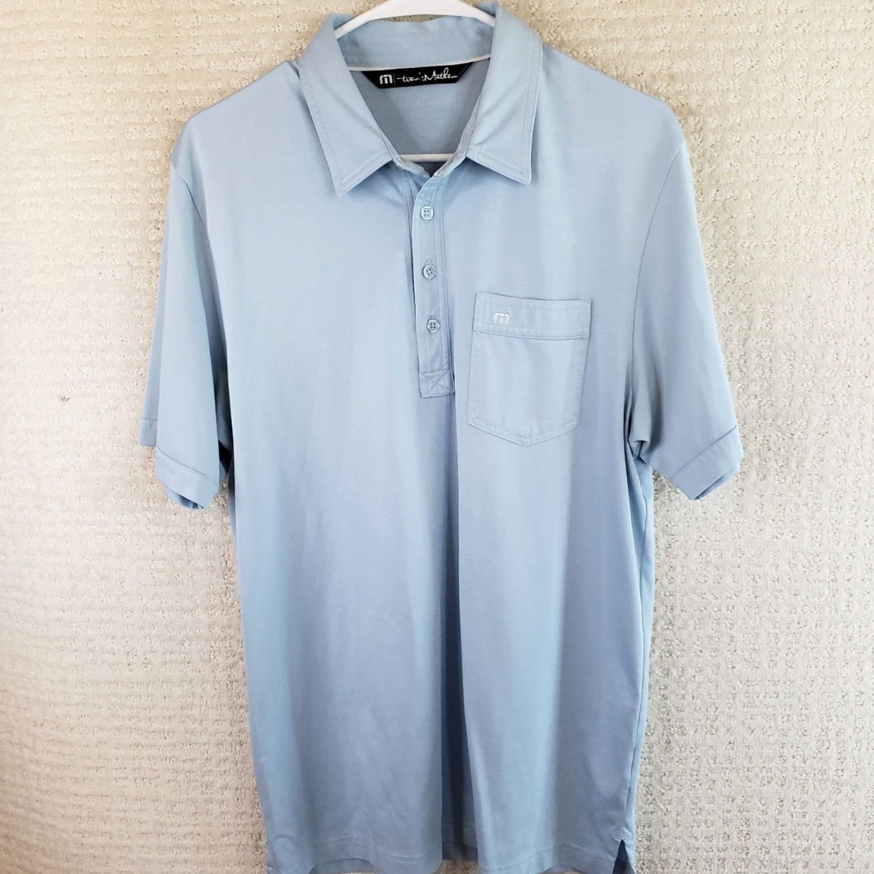 TravisMathew Travis Mathew Mens M Polo Shirt Short Sleeve Collared Logo Pima Cotton Poly Blue Black Shirt Mens M Polo Shirt Size US M / EU 48-50 / 2 - 2 Thumbnail