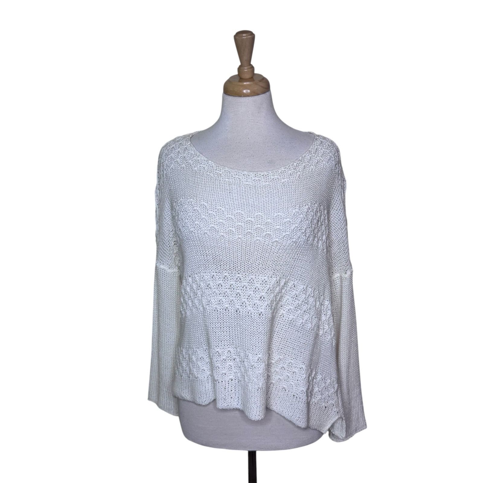 Other WOODEN SHIPS Textured Knit Long Sleeve Sweater White S/M Size S / US 4 / IT 40 - 1 Thumbnail