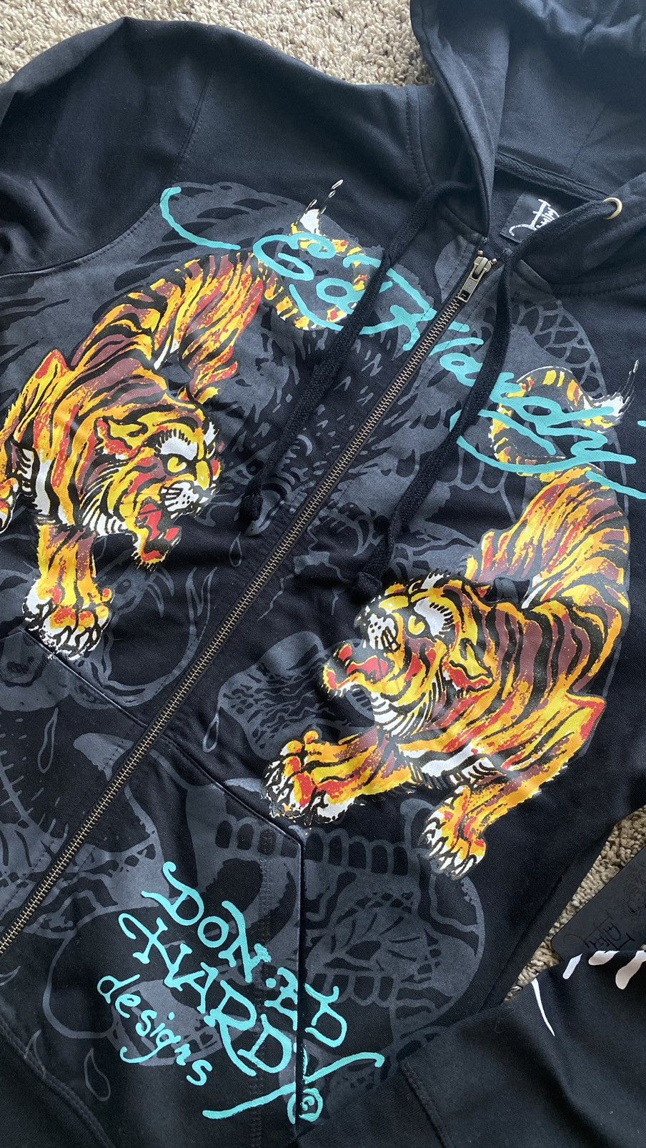 Christian Audigier × Ed Hardy × Japanese Brand Ed Hardy Full print zipper Hoodie Tiger , Snake Y2K avantgar Size US M / EU 48-50 / 2 - 3 Thumbnail