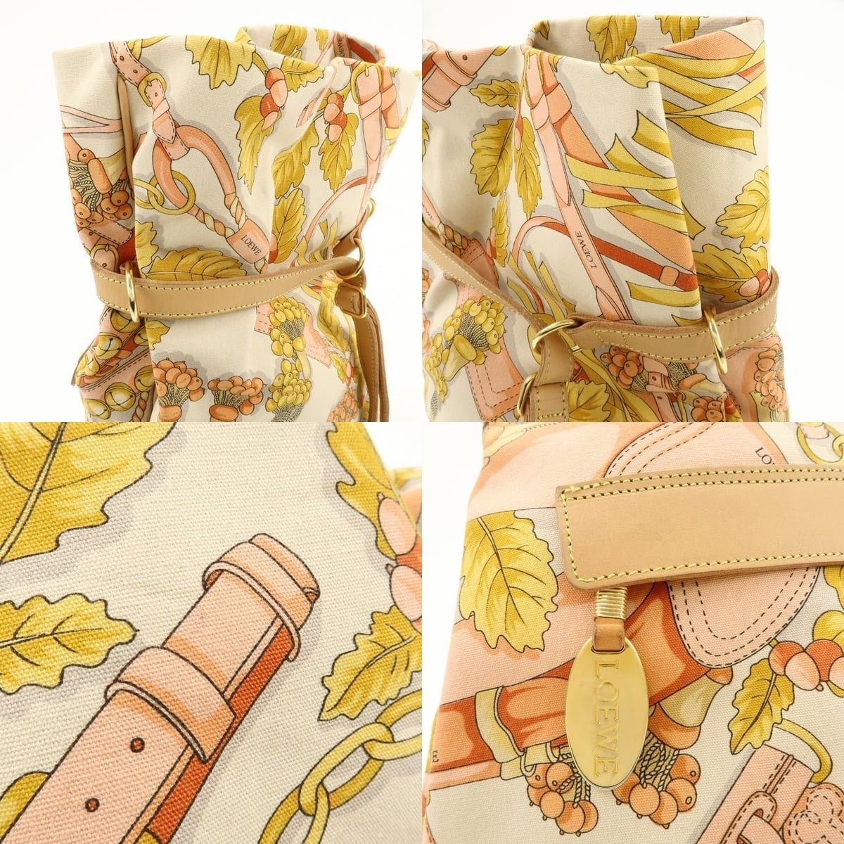 Loewe Loewe Scarf Design Canvas & Leather Shoulder Bag Multicolor Size ONE SIZE - 6 Thumbnail