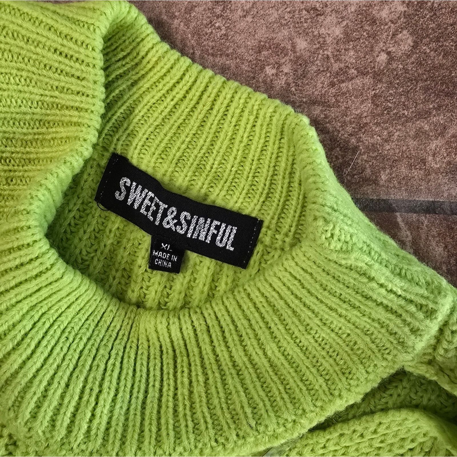 Other Lime Green | SWEET&SINFUL | Distressed Sweater Size XL / US 12-14 / IT 48-50 - 3 Thumbnail