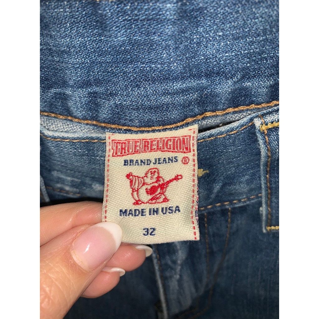 True Religion True Religion Men's Blue Straight Jeans Size 34 Distressed Size US 34 / EU 50 - 4 Thumbnail