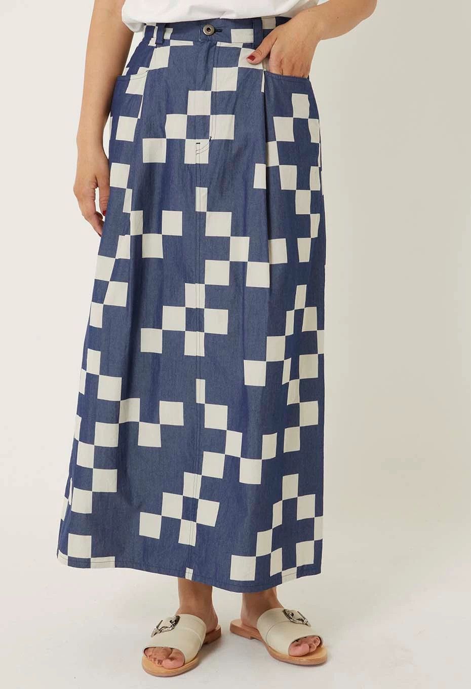 Blue Blue Japan BLUE BLUE JAPAN ichimatsu indigo check skirt Size 26" / US 2 / IT 38 - 6 Thumbnail