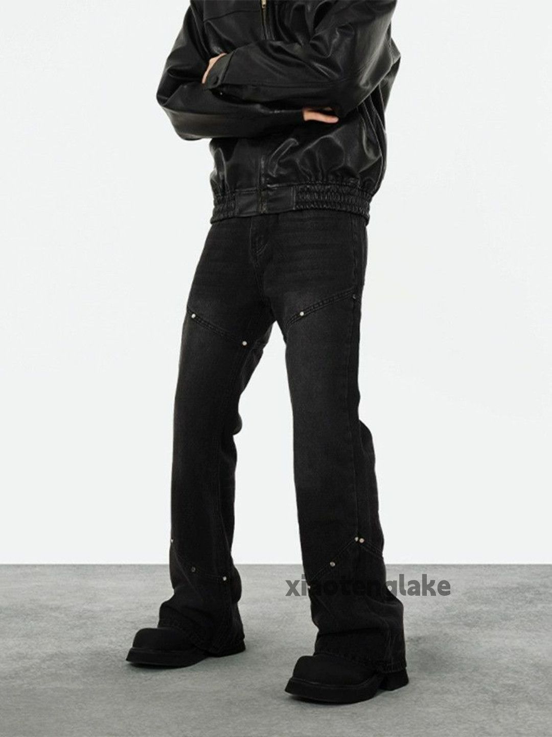 Jean × Vintage washed faded patchwork punk grunge bootcut jeans Size US 28 / EU 44 - 3 Thumbnail