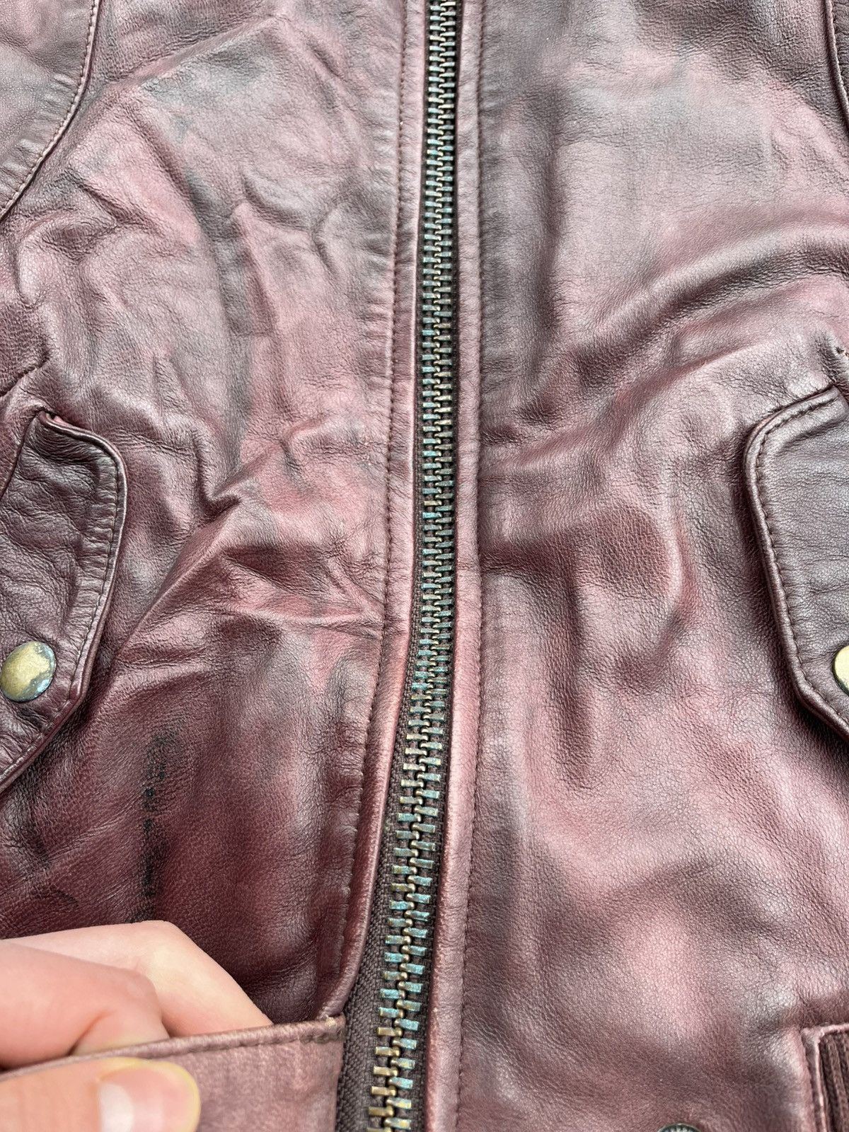 Allsaints × Japanese Brand Vintage AllSaints Avant Garde Sun Faded Red Leather Jacket Size S / US 4 / IT 40 - 8 Thumbnail