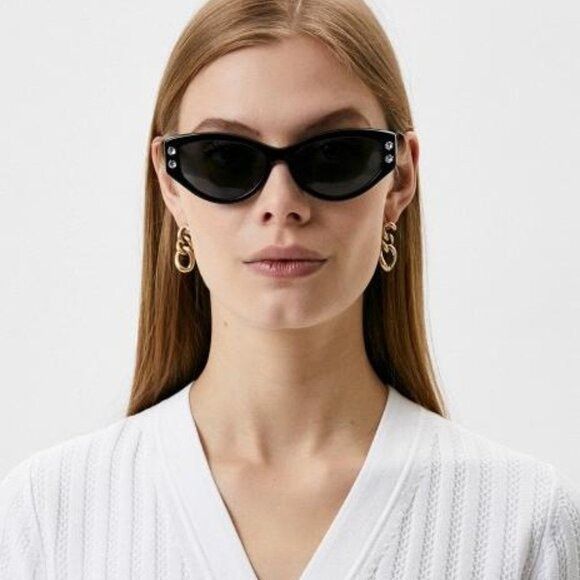 Moschino Moschino MOS109/S 0807 IR Sunglasses Black Cat Eye Frame Size ONE SIZE - 3 Thumbnail