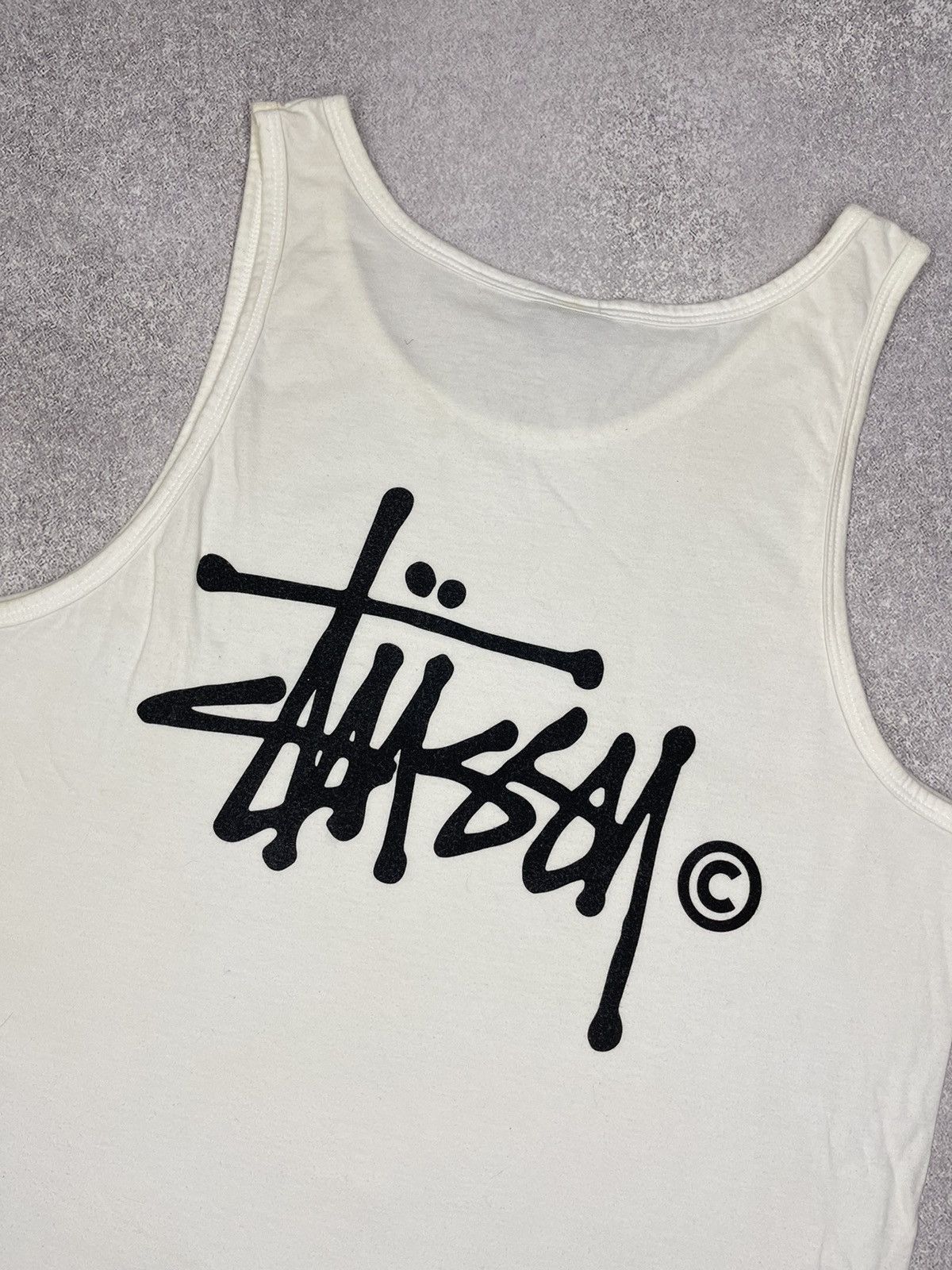 Stussy Vintage Stussy Tank Tops White Big Logo Y2K T Shirt Size L Size US L / EU 52-54 / 3 - 3 Thumbnail