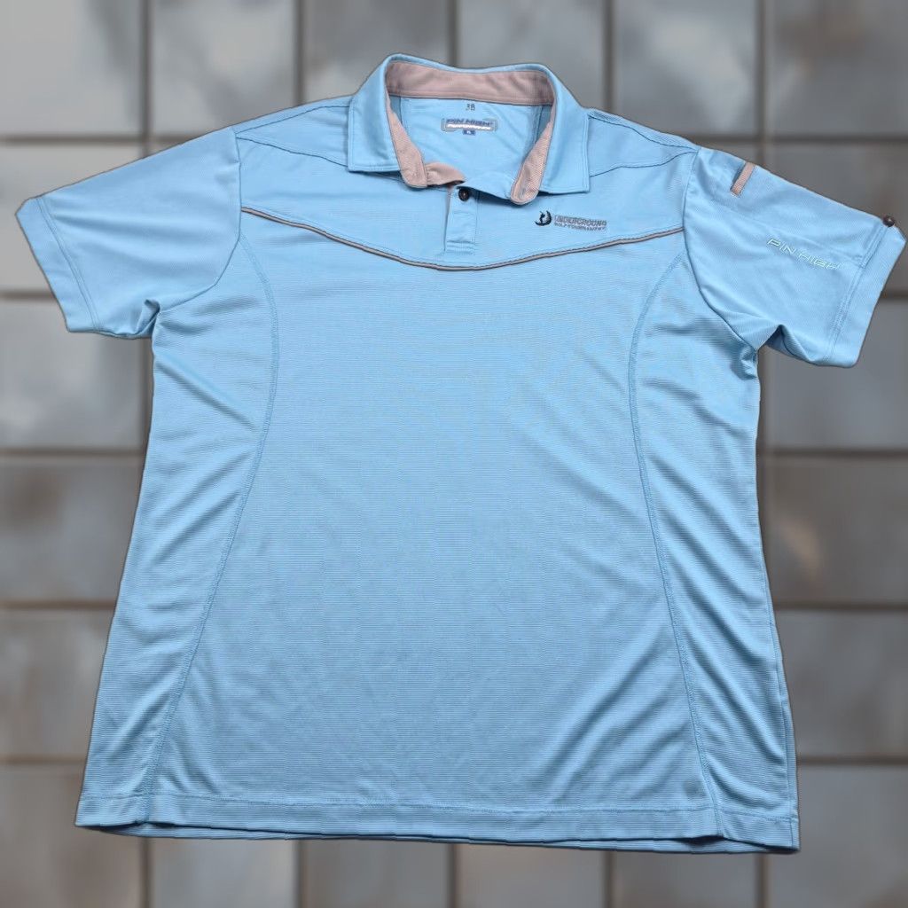 Vintage Pin High Polo Shirt Mens XL Blue Underground Golf Tournament Performance Tech Shirt Size US XL / EU 56 / 4 - 1 Thumbnail