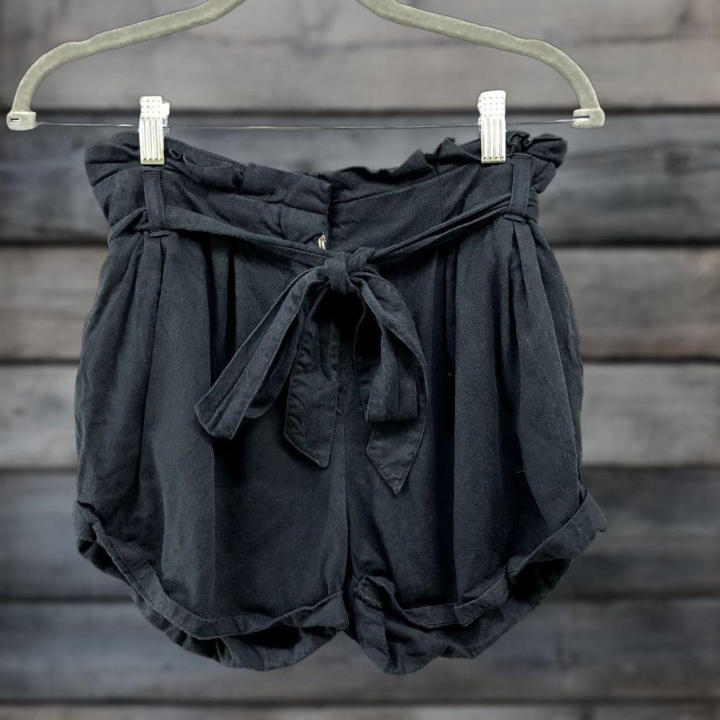 Abercrombie & Fitch Abercrombie & Fitch High Waist Paperbag Shorts Womens Size 2 Black Lyocell Blend Size 26" / US 2 / IT 38 - 1 Thumbnail