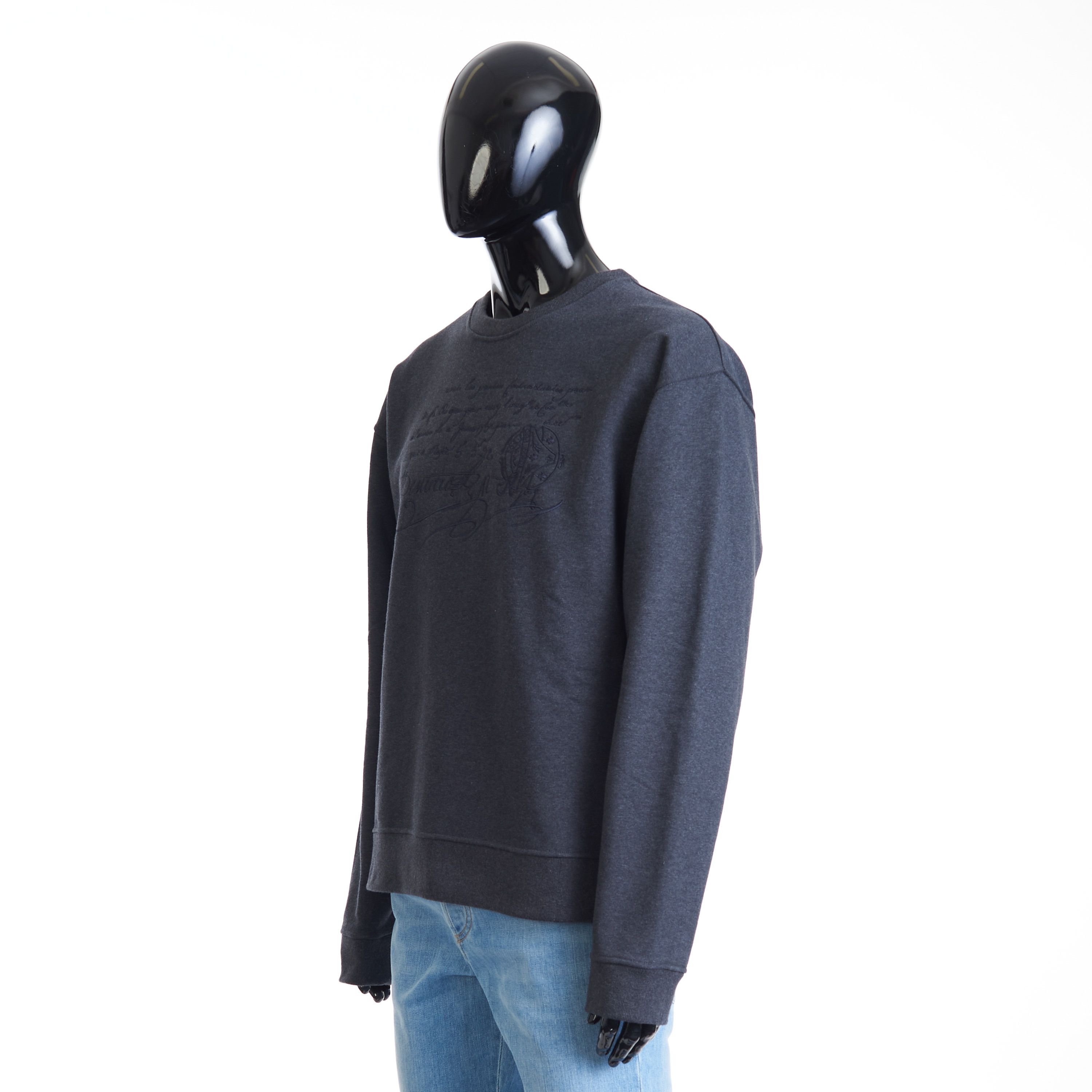 Berluti Embroidered Scritto Sweatshirt - Dark Grey Melange Size US XL / EU 56 / 4 - 2 Thumbnail