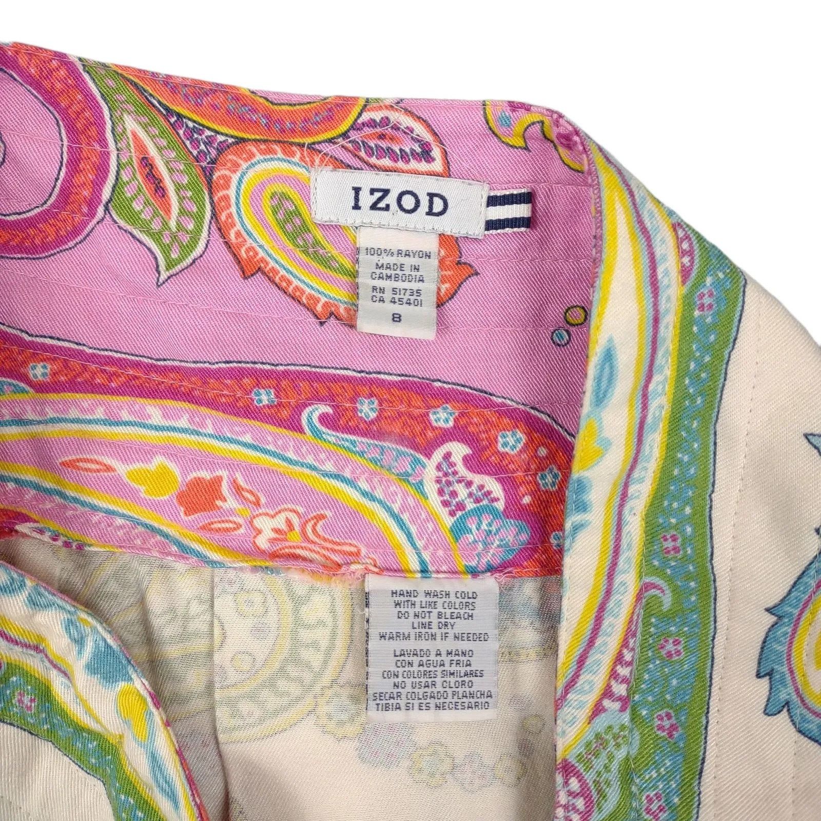 Izod IZOD Y2K Paisley 100% Rayon Twill Pleated Short Tennis Skirt Size 30" / US 8 / IT 44 - 2 Thumbnail