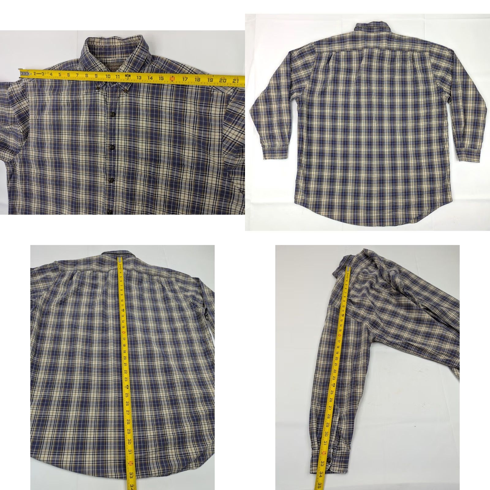 Abercrombie & Fitch Vtg Abercrombie & Fitch The Big Shirt Plaid Flannel Men L Blue Cotton Button-Up Shirt Mens Size US L / EU 52-54 / 3 - 8 Thumbnail