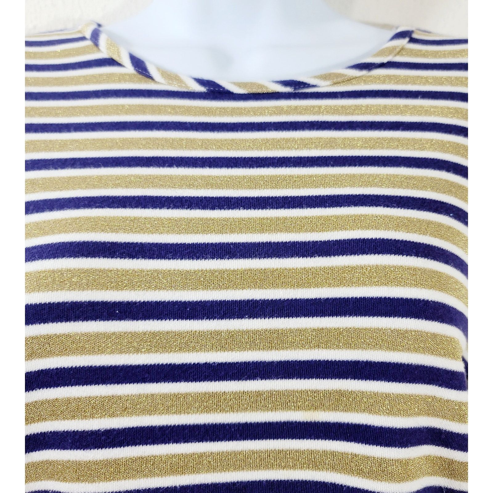 Other Draper's & Damon's Blue Gold Striped 3/4 Sleeves Top Large Size L / US 10 / IT 46 - 5 Thumbnail