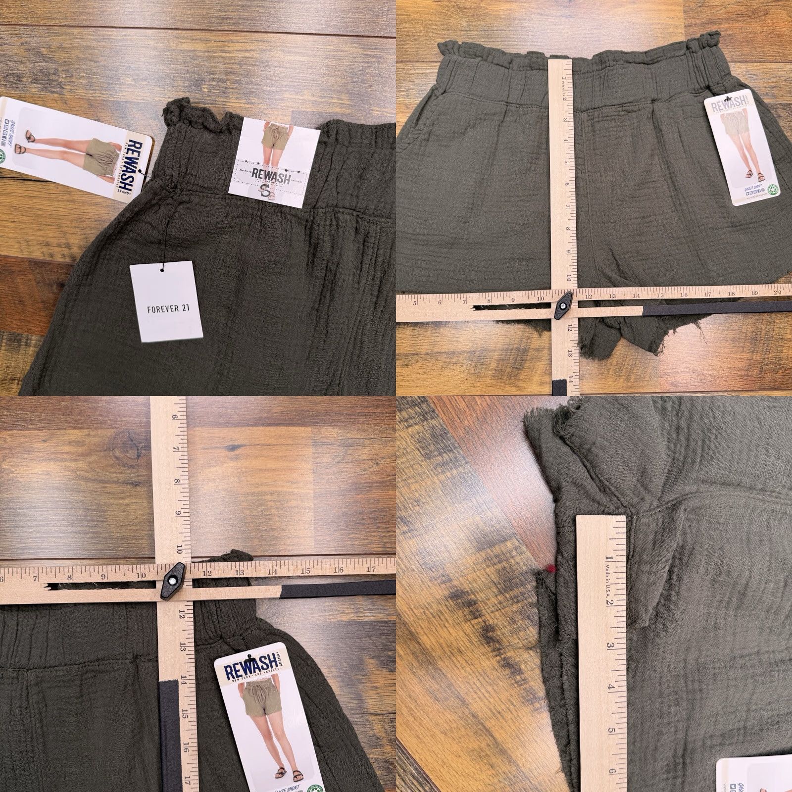 Vintage Rewash Gauze Shorts Womens S Olive Green Pull On Flat Front Paperbag 100% Cotton Casual Summer City Modern Womens Size 28" / US 6 / IT 42 - 8 Thumbnail
