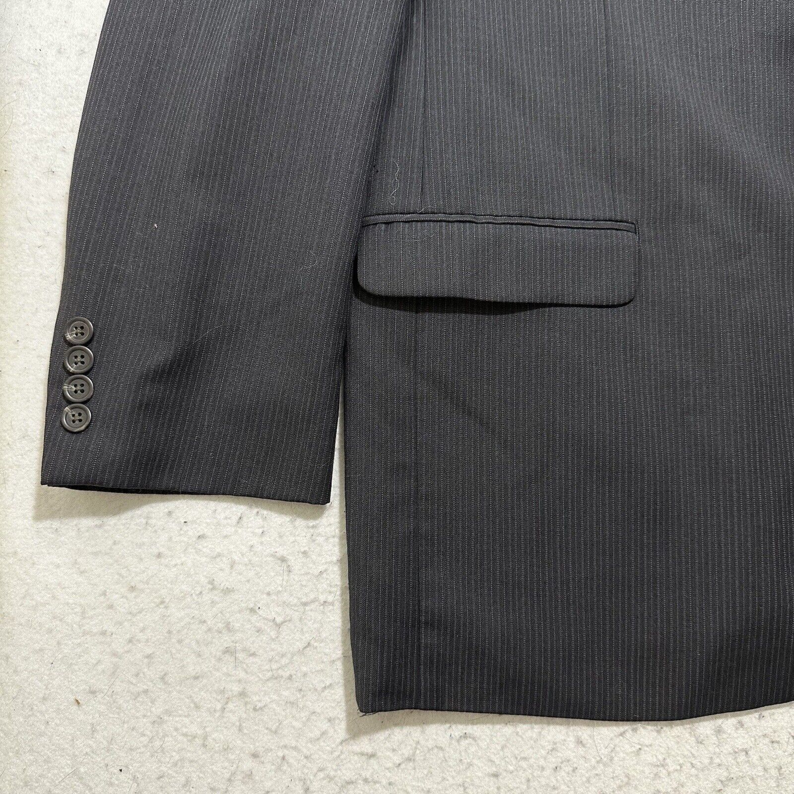 Chaps Chaps Wool Blend Suit Jacket Dark Gray Striped Coat 48L Size 48L - 5 Thumbnail