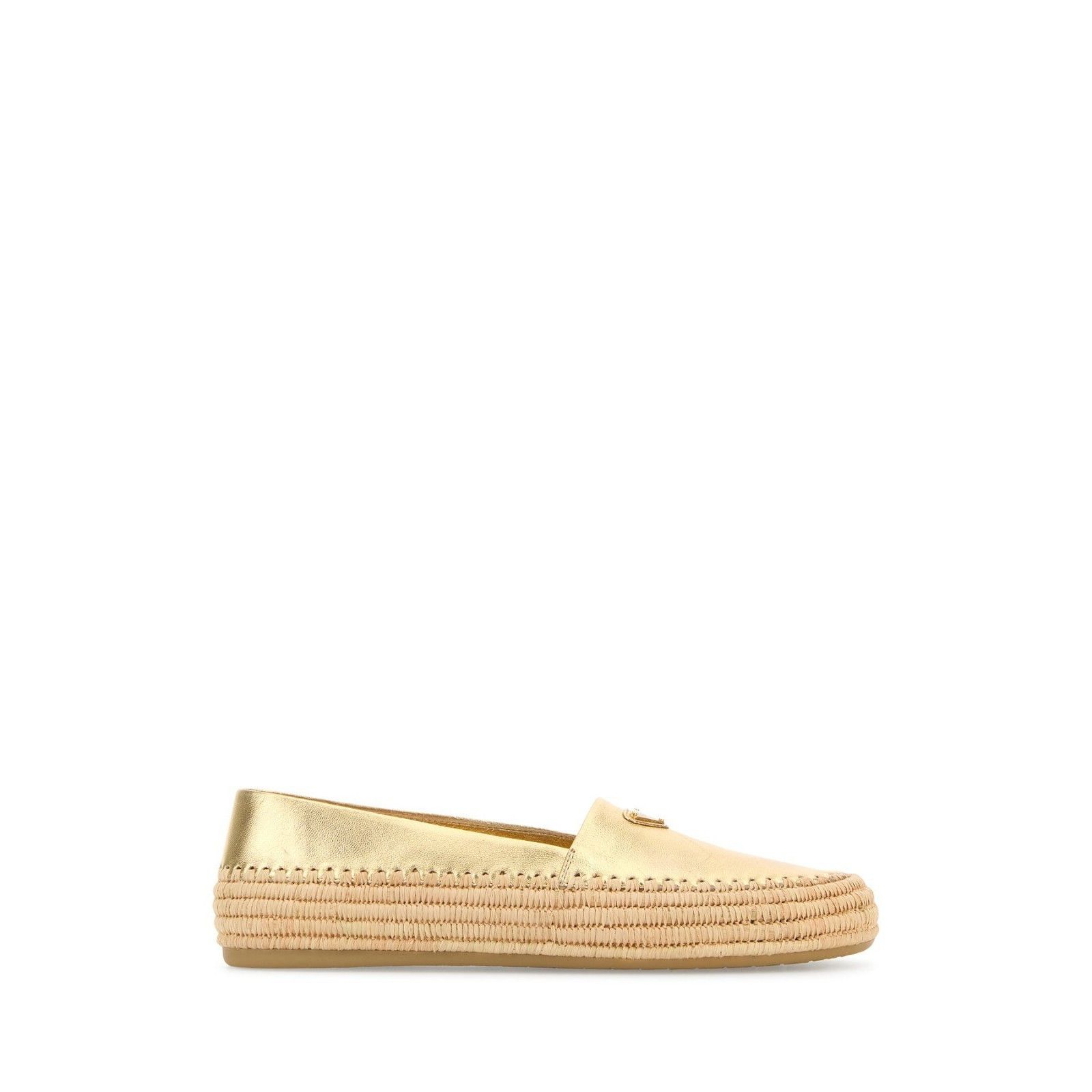 Prada PRADA Triangle Gold Leather Espadrilles Flats New & Authenti Size US 11 / IT 41 - 1 Thumbnail