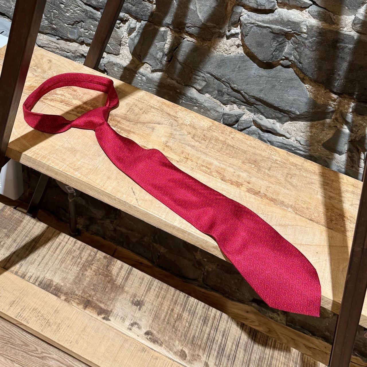 Hermes Hermès Swirl Chaine D'Ancre Red Silk Tie Size ONE SIZE - 1 Thumbnail