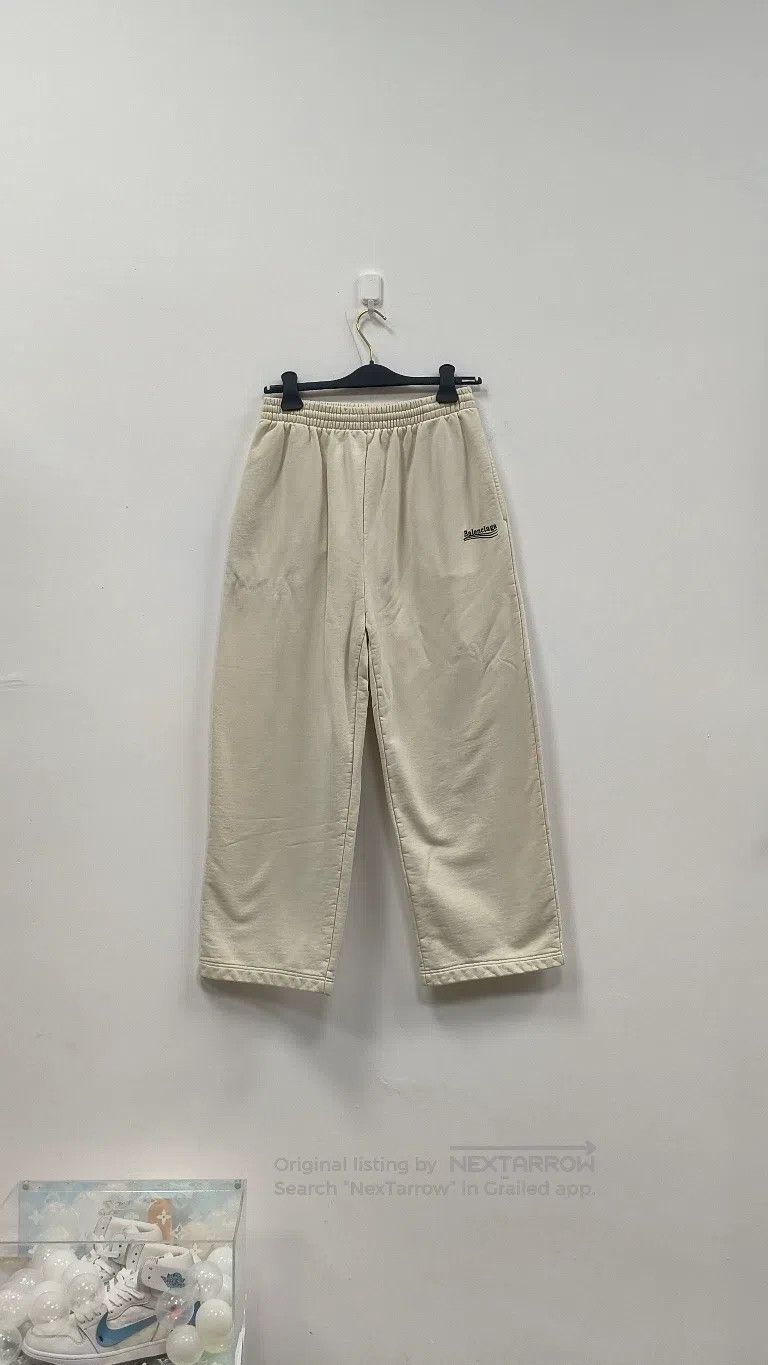 Balenciaga Balenciaga size S Beige cola pattern embroidered wide-leg Size US 27 - 1 Thumbnail