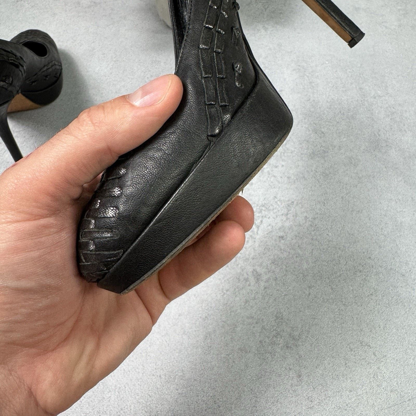 Dior CHRISTIAN DIOR Braided Leather Platform Pumps Black size 39 Size US 9 / IT 39 - 16 Thumbnail