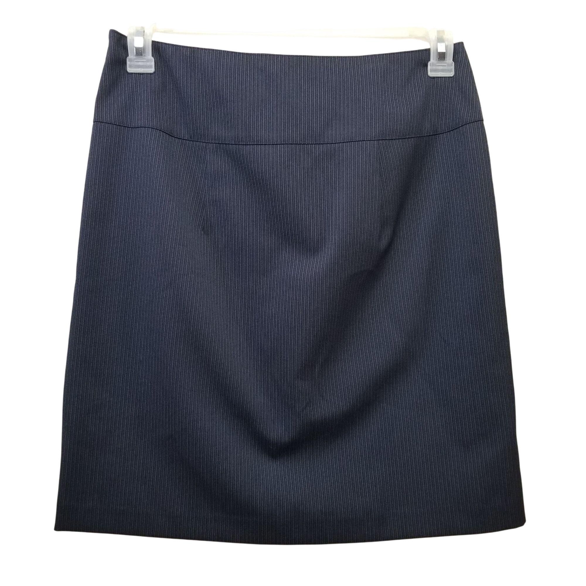 Other Stile Benetton 6 Blue Pinstripe Pencil Skirt Faux Wrap Caree Size 28" / US 6 / IT 42 - 2 Thumbnail