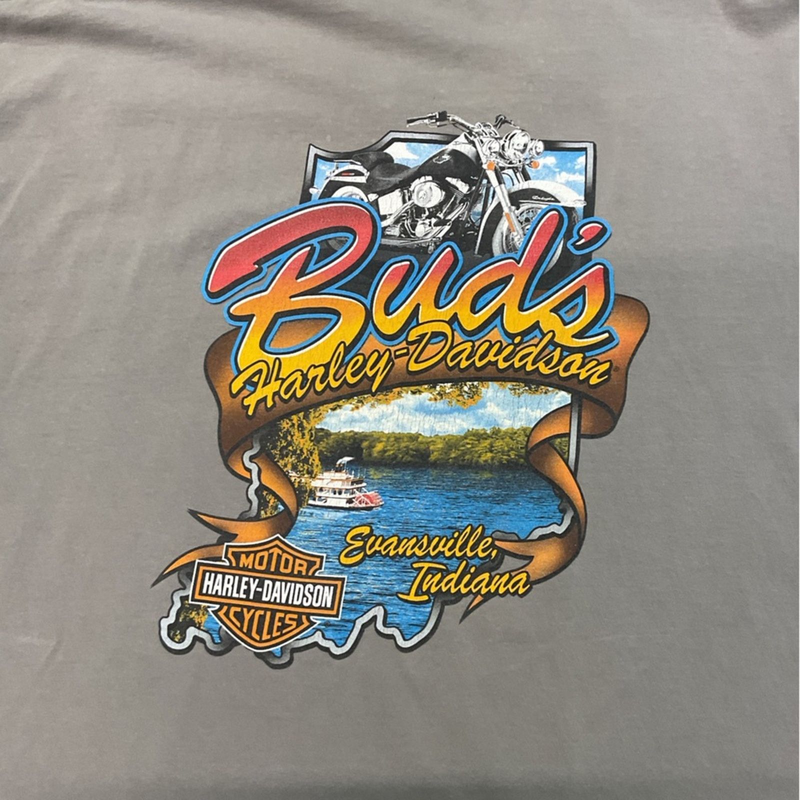 Harley Davidson Vintage 90s Harley Davidson Evansville, Indiana T-Shirt Size US XXL / EU 58 / 5 - 4 Thumbnail