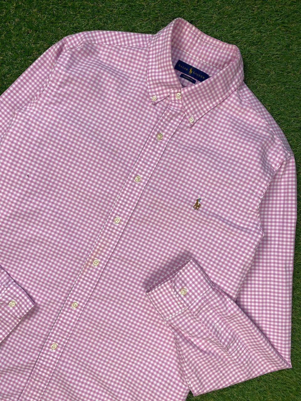 Polo Ralph Lauren × Ralph Lauren × Vintage Polo Ralph Lauren Pink Check Classic Button Up Shirt Size US L / EU 52-54 / 3 - 1 Thumbnail