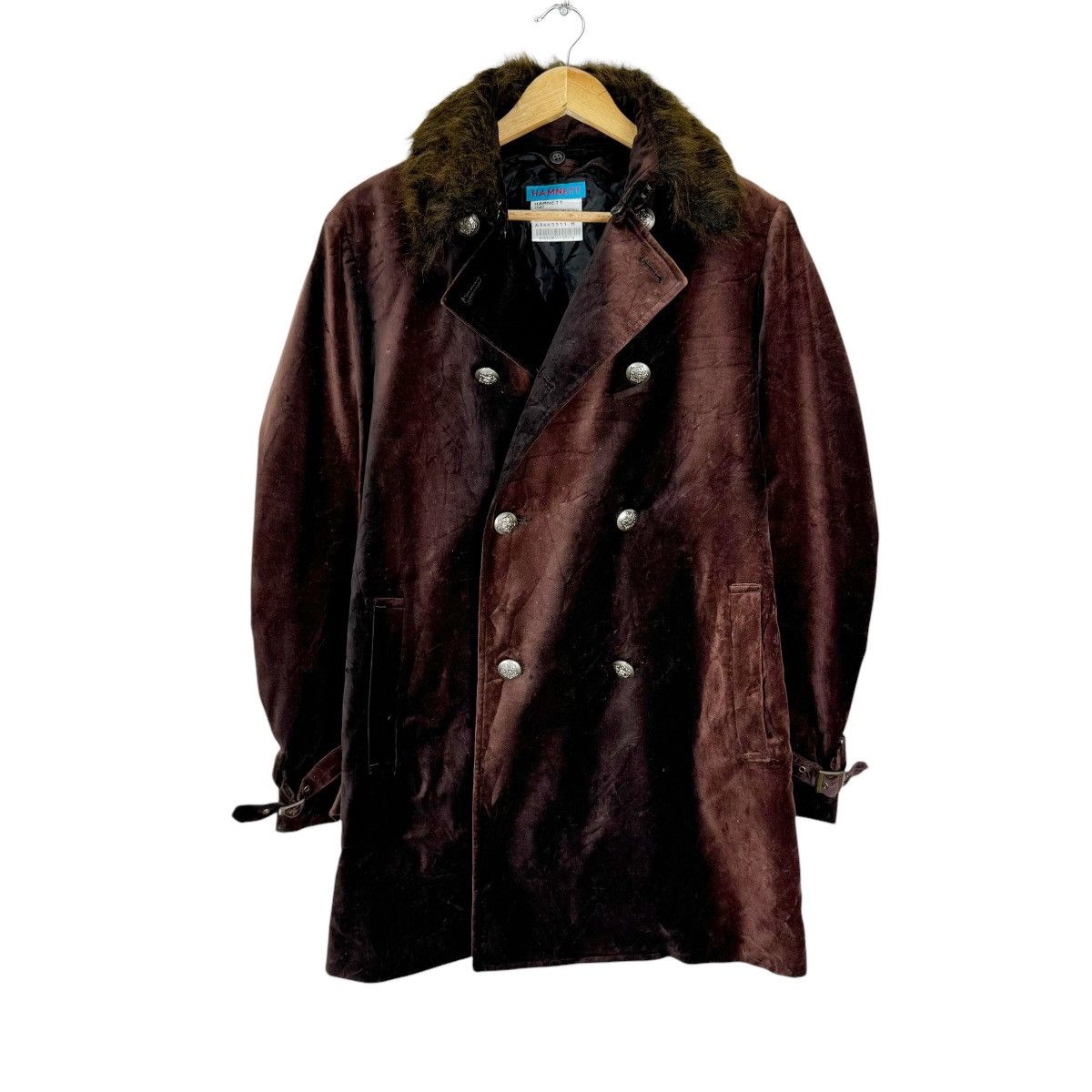 Katharine Hamnett London ☀️HAMNETT DOUBLE BREASTED BUTTON FUT COLLAR COAT JACKET Size M / US 6-8 / IT 42-44 - 1 Thumbnail