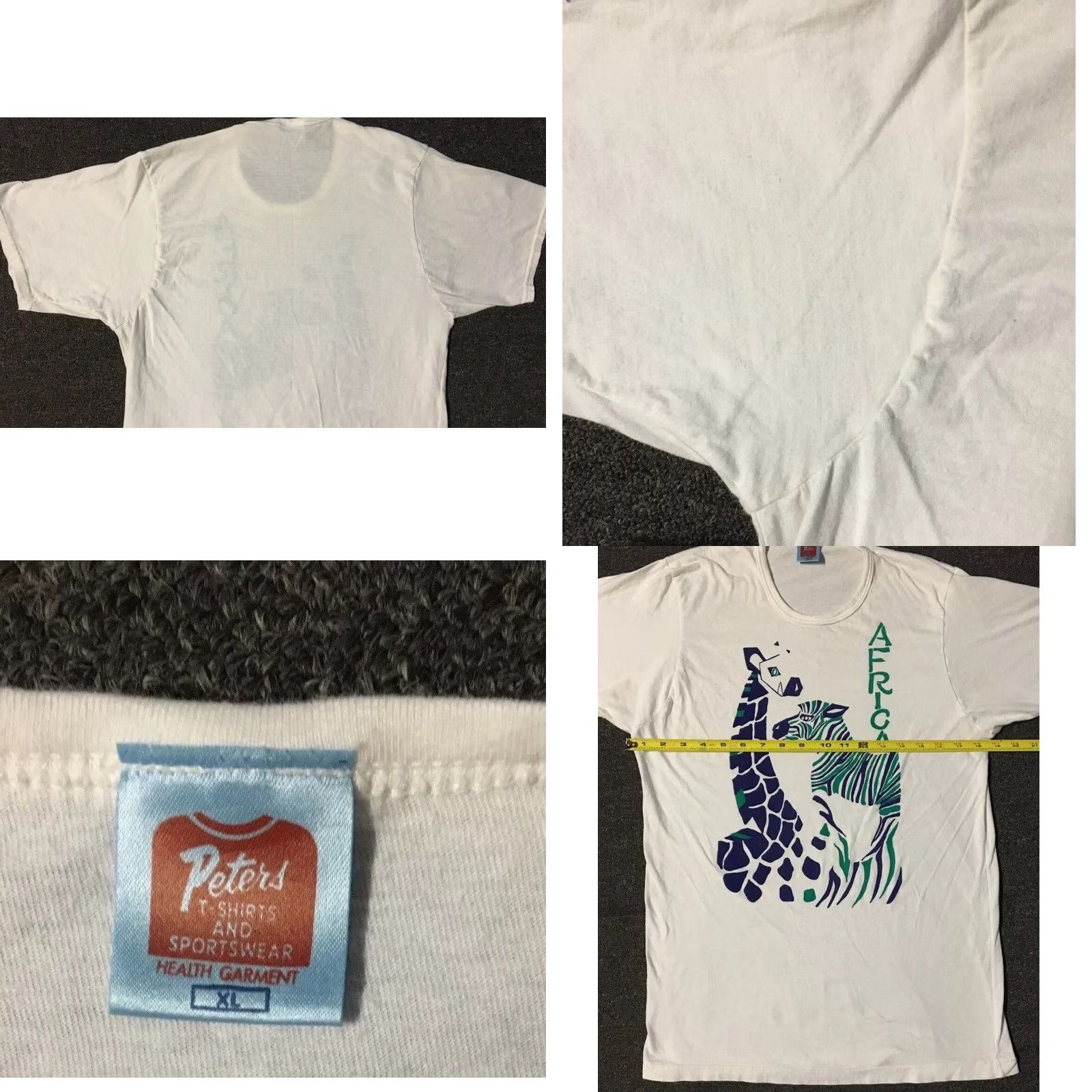 Vintage VINTAGE 90s Africa Zebra Giraffe Abstract Art Nature Grunge Shirt M White Graphic Tee Mens Size US M / EU 48-50 / 2 - 9 Thumbnail