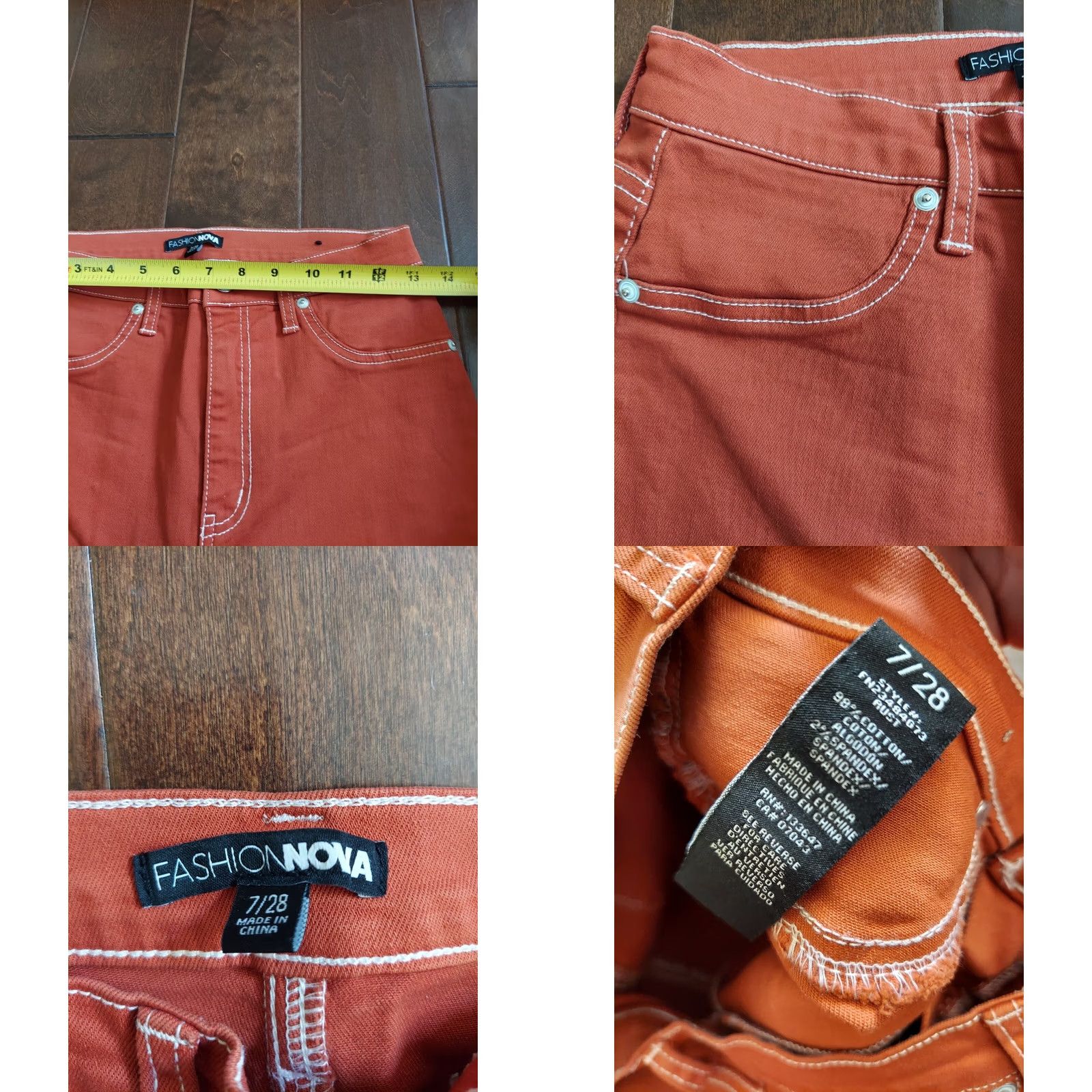 Fashion Nova Fashion Nova Women's Jeans - Skinny - Orange - Size 7/28 - High Rise - 28in Inseam - Juniors Type: Jeans Size 28" / US 6 / IT 42 - 9 Thumbnail
