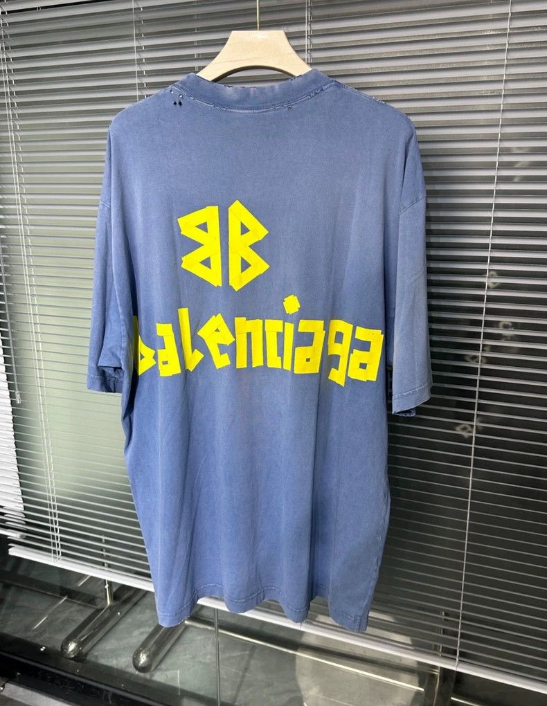 Balenciaga Balenciaga Haze blue + tape + short sleeve Size US XL / EU 56 / 4 - 3 Thumbnail