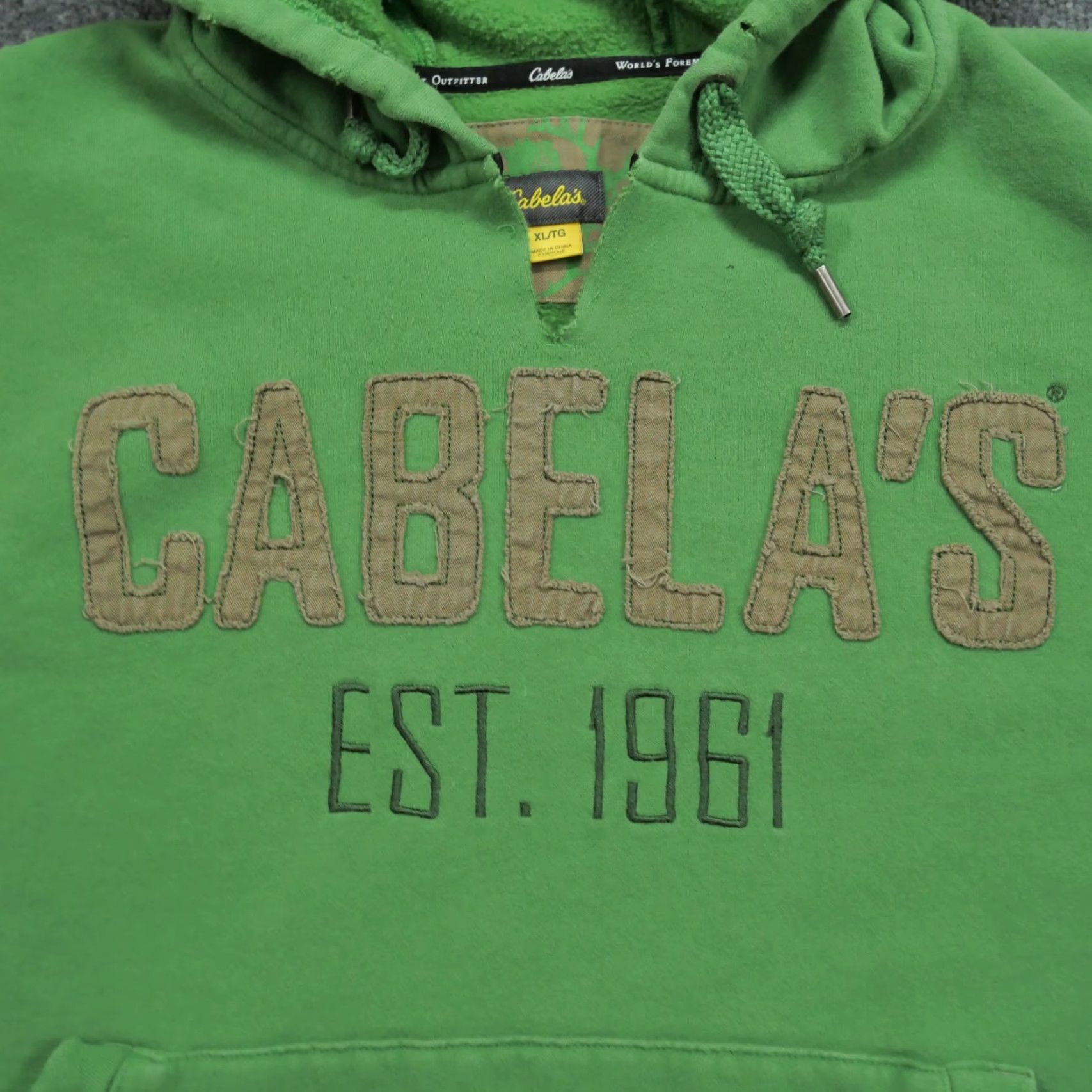 Vintage Cabela's Hoodie Adult XL Green Pullover Distressed Logo Mens Sweatshirt Size US XL / EU 56 / 4 - 2 Thumbnail