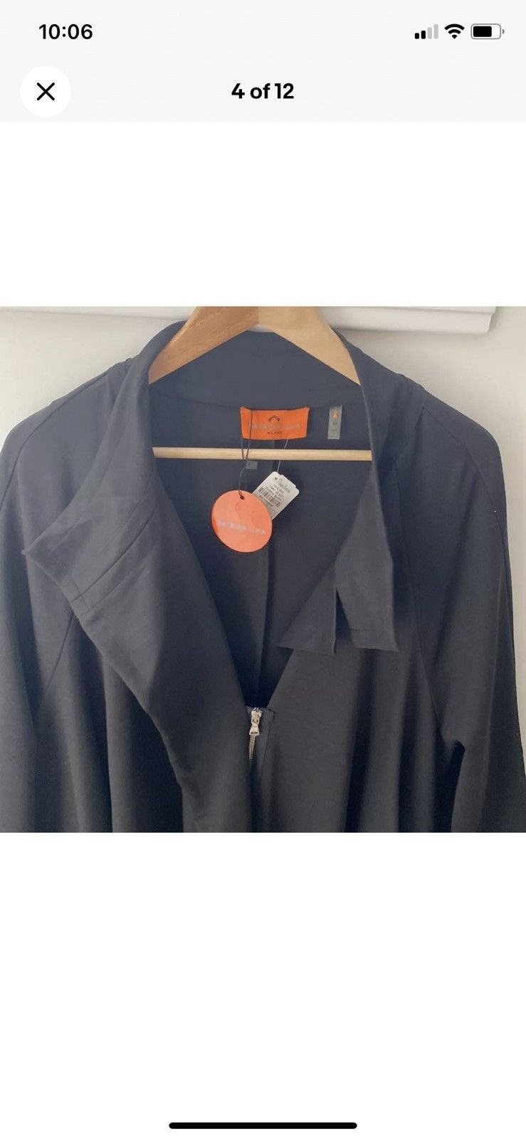 Designer PATRIZIA LUCA | NWT Modern Trench Coat Swing Jacket - Black Size M / US 6-8 / IT 42-44 - 3 Thumbnail