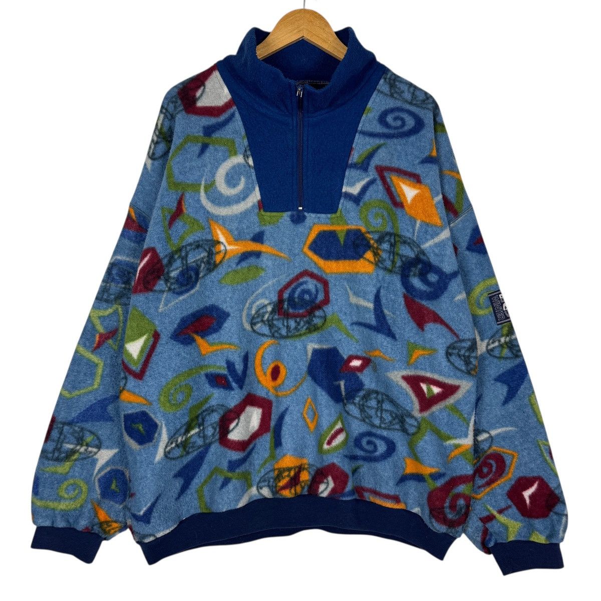 Japanese Brand 🔥 Boston Campany Printed Fleece Anorak HalfZipper Size US XL / EU 56 / 4 - 6 Thumbnail