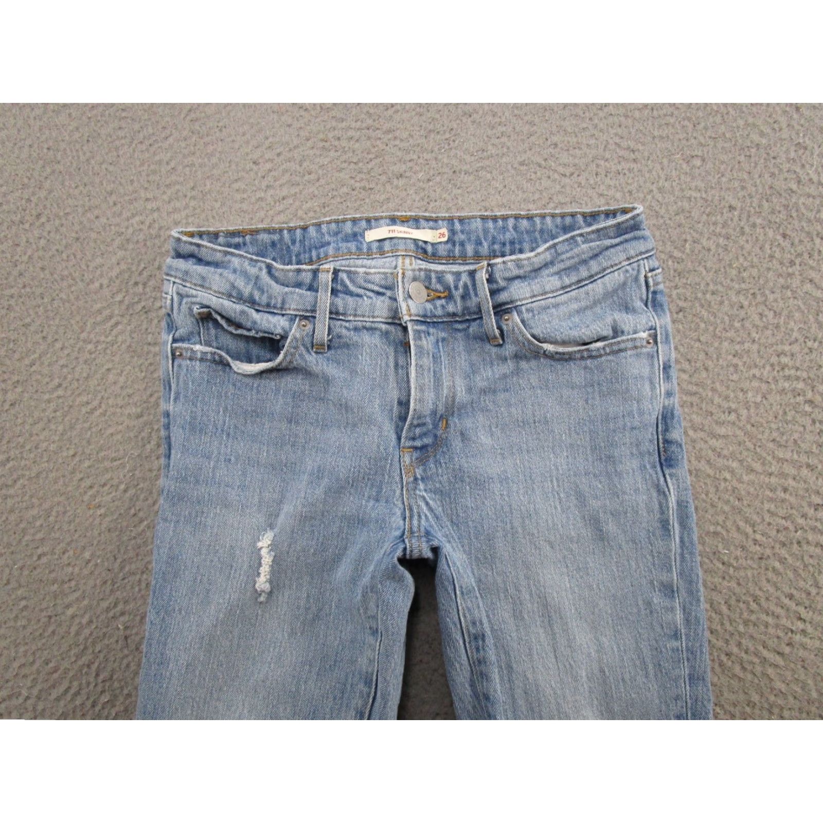 Levi's Levi's 711 Skinny Denim Jeans Size 26 Medium Blue Stretch Distressed Women Size 26" / US 2 / IT 38 - 3 Thumbnail