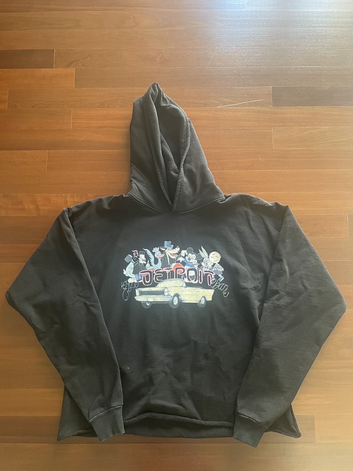 image of Vlone Detroit Cropped Hoodie in Black, Men's (Size 2XL)