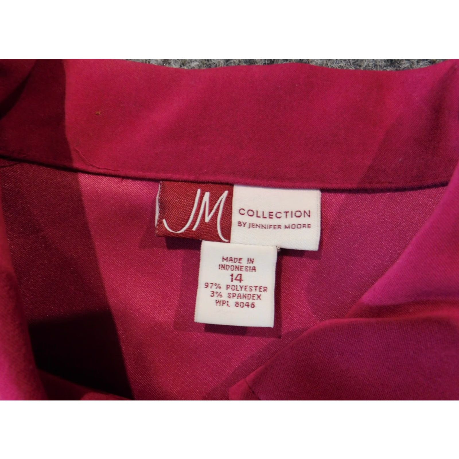 JM Collection JM Collection Pink Womens Jacket 14 Casual Button Long Sleeve Collared Stretch Solid Mid-Length Fall Spring Women Size XL / US 12-14 / IT 48-50 - 4 Thumbnail