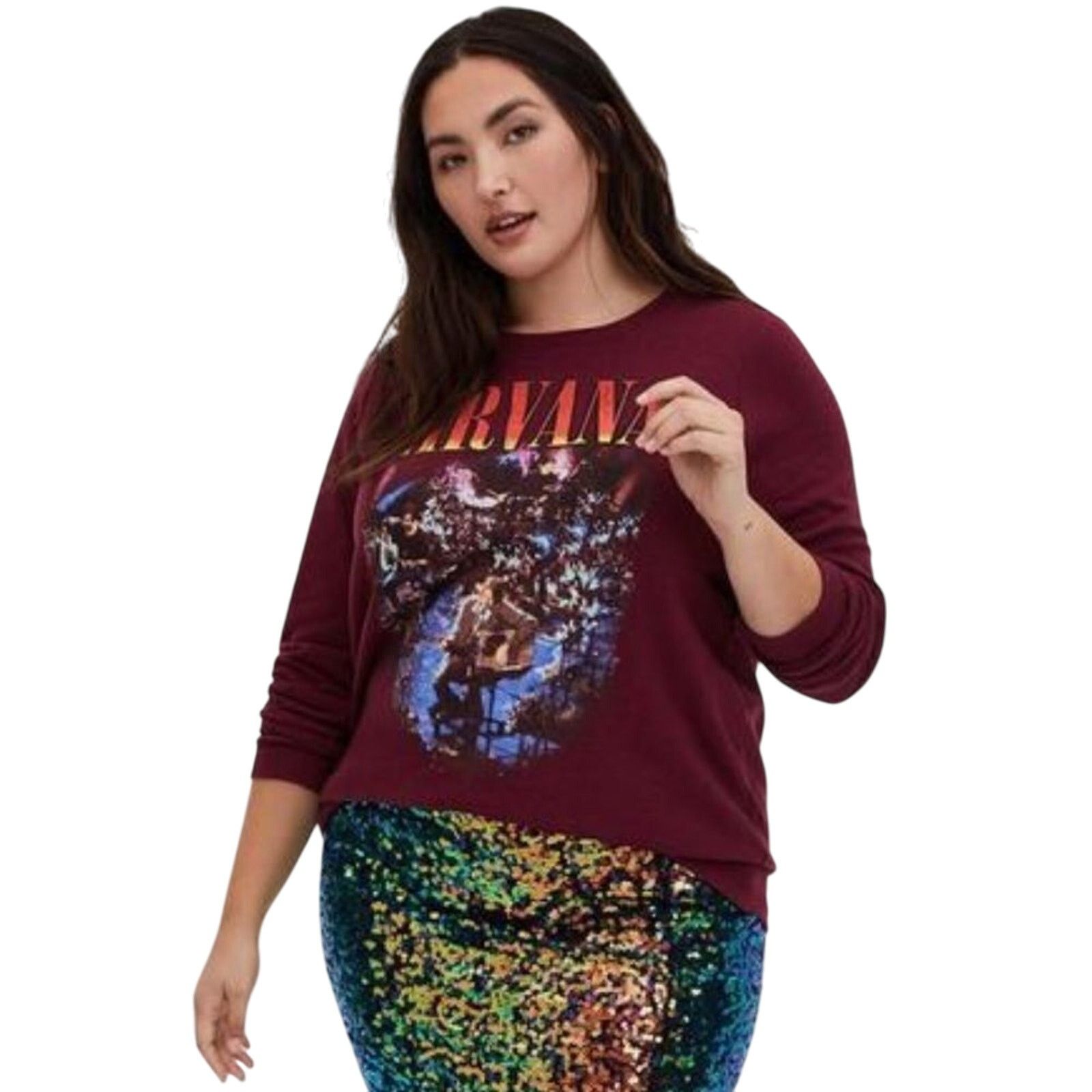 Nirvana NIRVANA Unplugged Red Mineral Wash Fleece Sweatshirt Size 5X Size 4XL / US 24-26 - 5 Thumbnail