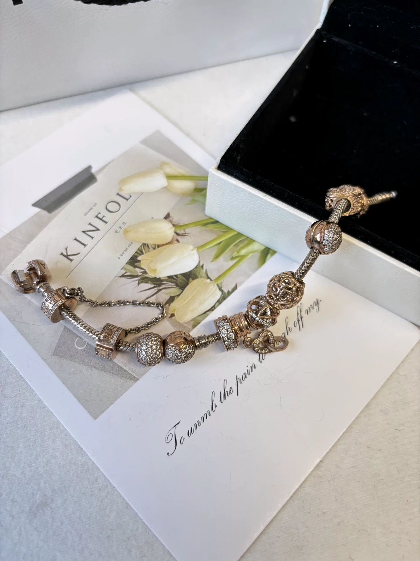 pandora Pandora Rose Gold Diamond-Bead 18cm Bracelet Sale Size ONE SIZE - 4 Thumbnail