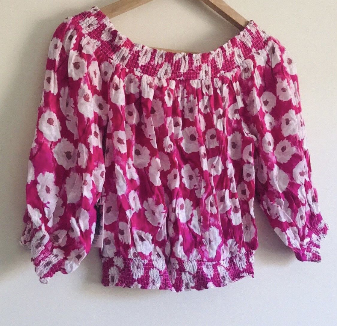 Forever 21 VERSATILE FLORAL COLD SHOULDER CROP TOP BLOUSE Size S / US 4 / IT 40 - 3 Thumbnail