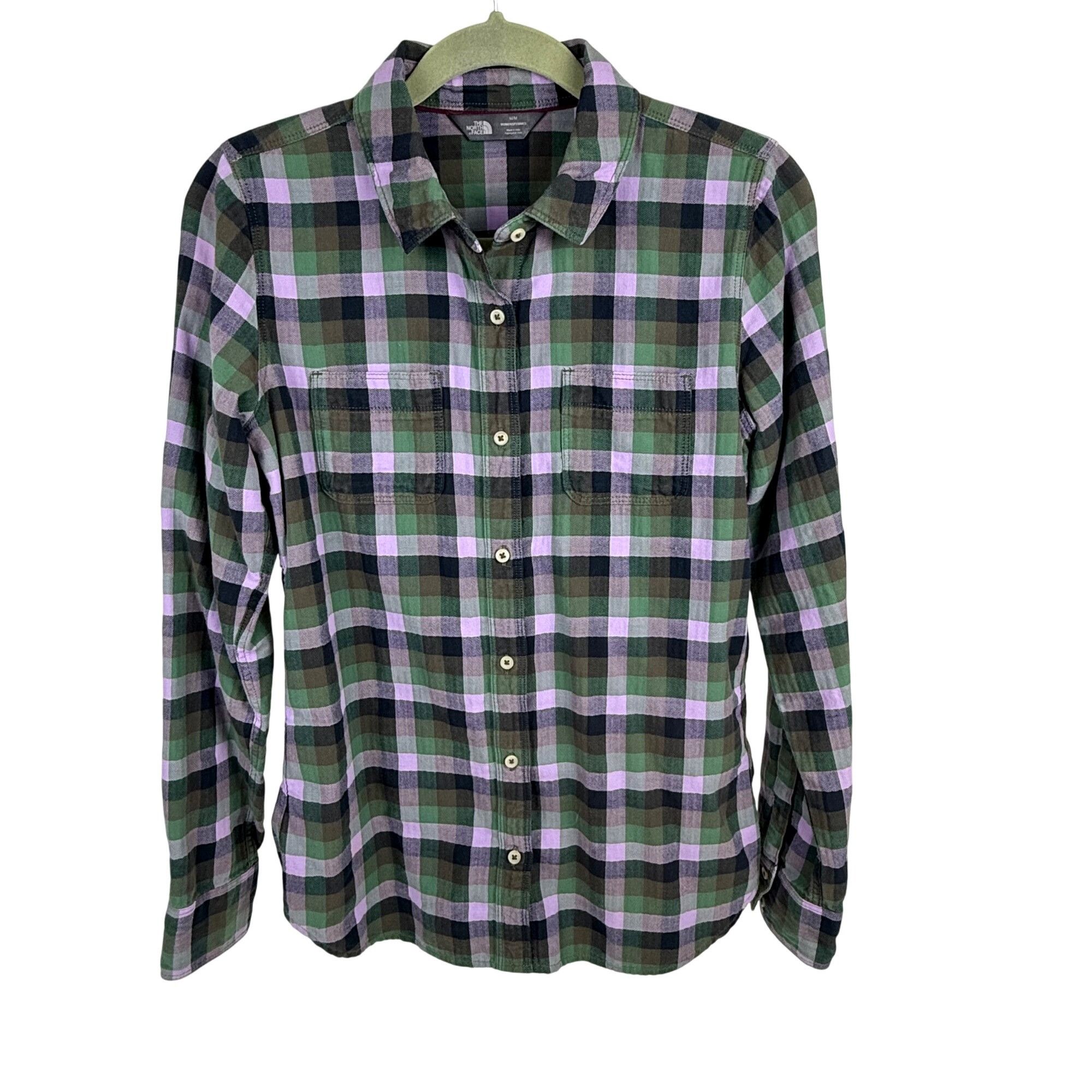 The North Face The North Face Women's Button-Front Shirt Green/Purple Plaid Size M / US 6-8 / IT 42-44 - 1 Thumbnail